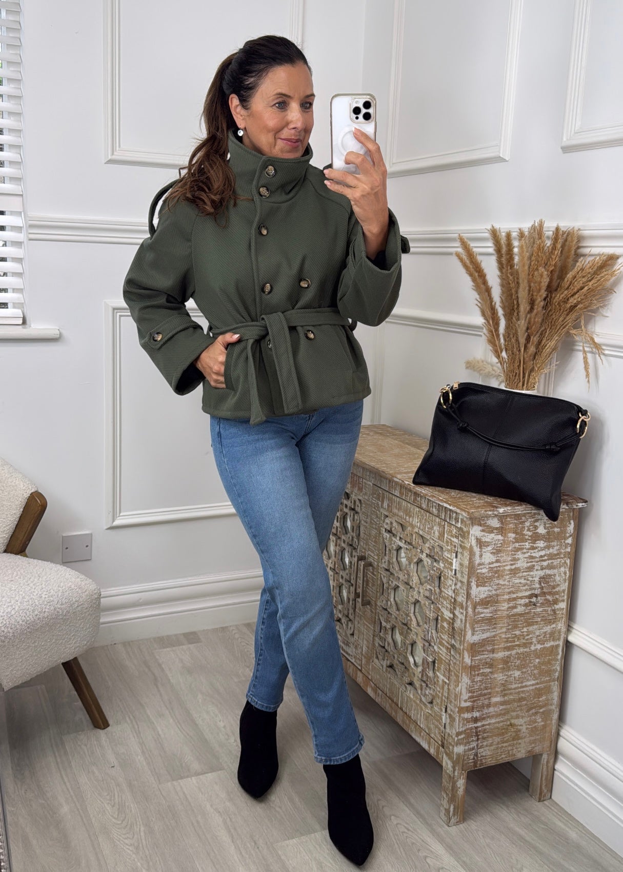 Roisin Khaki Jacket With  Buttons
