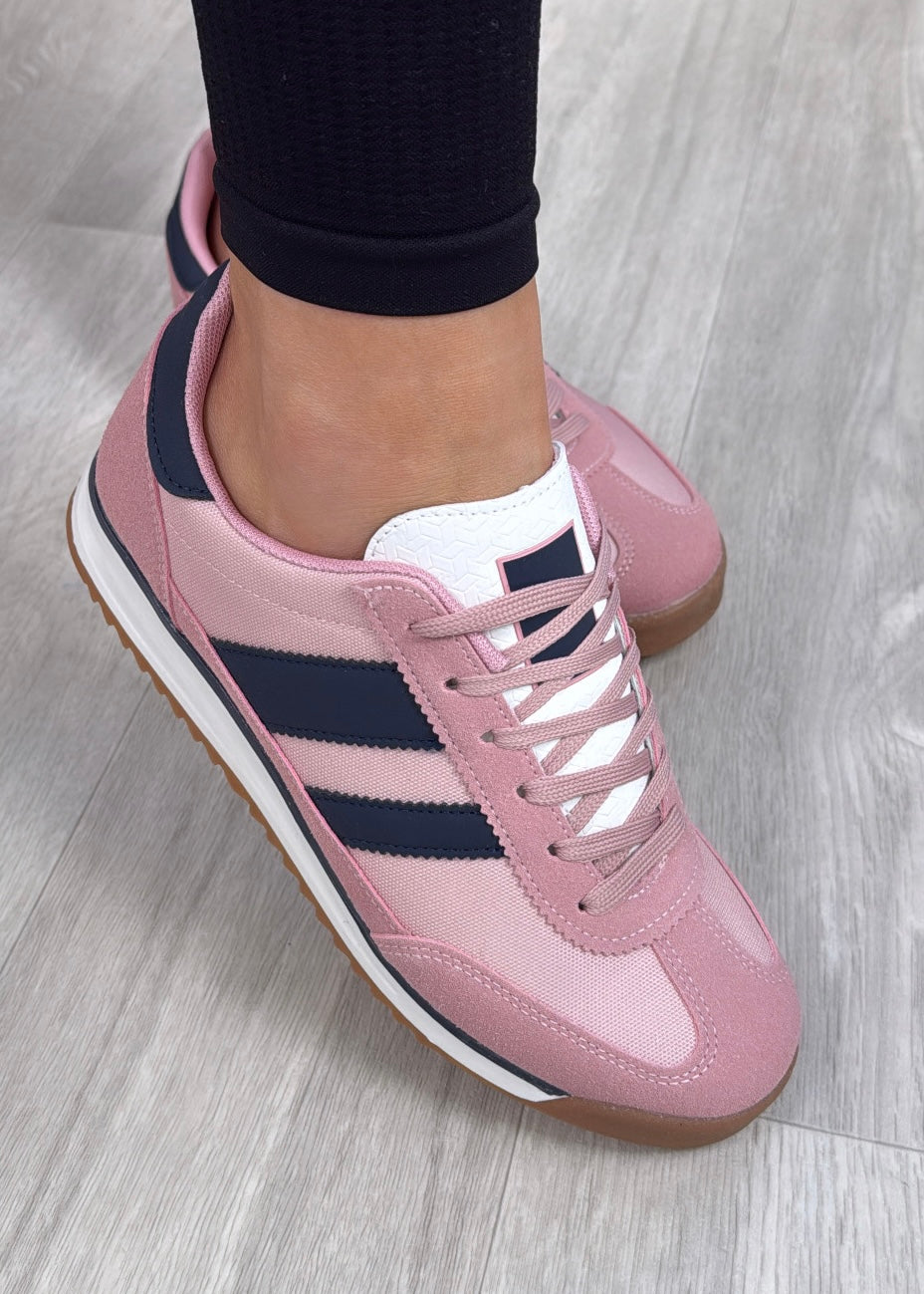 Britney Pink Side Stripe Trainers