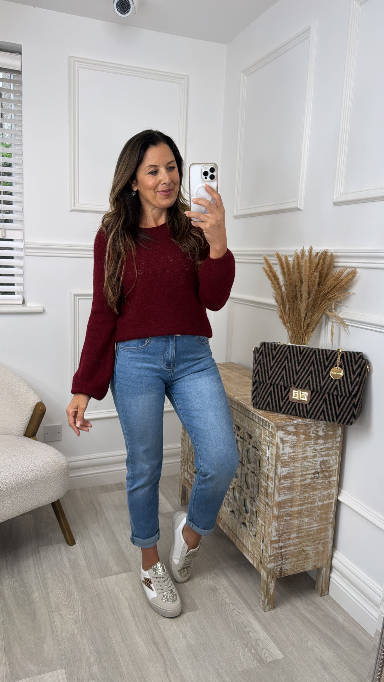 Lainey Wine Long Sleeved Jumper