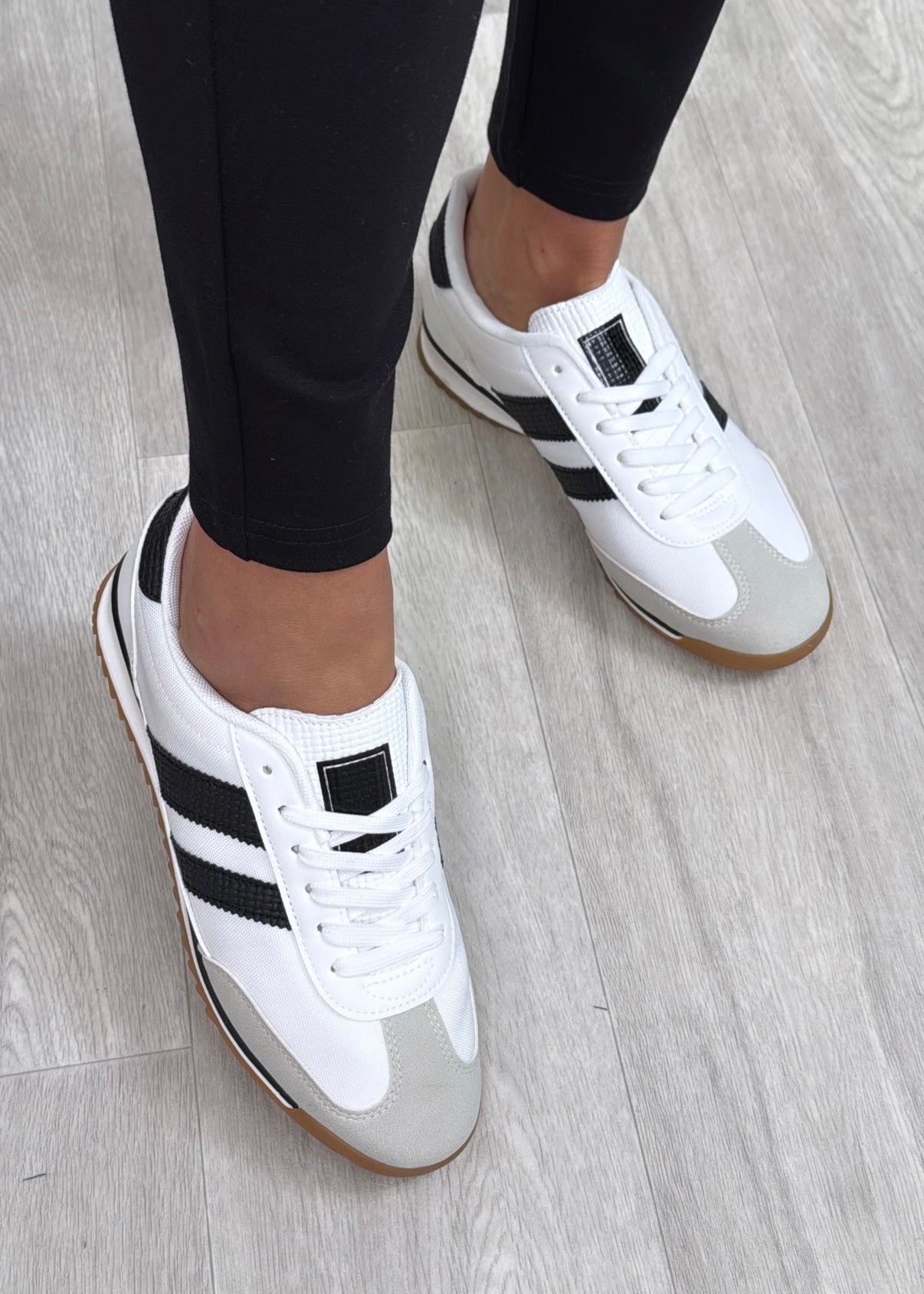 Fergy White Lace Up Trainers