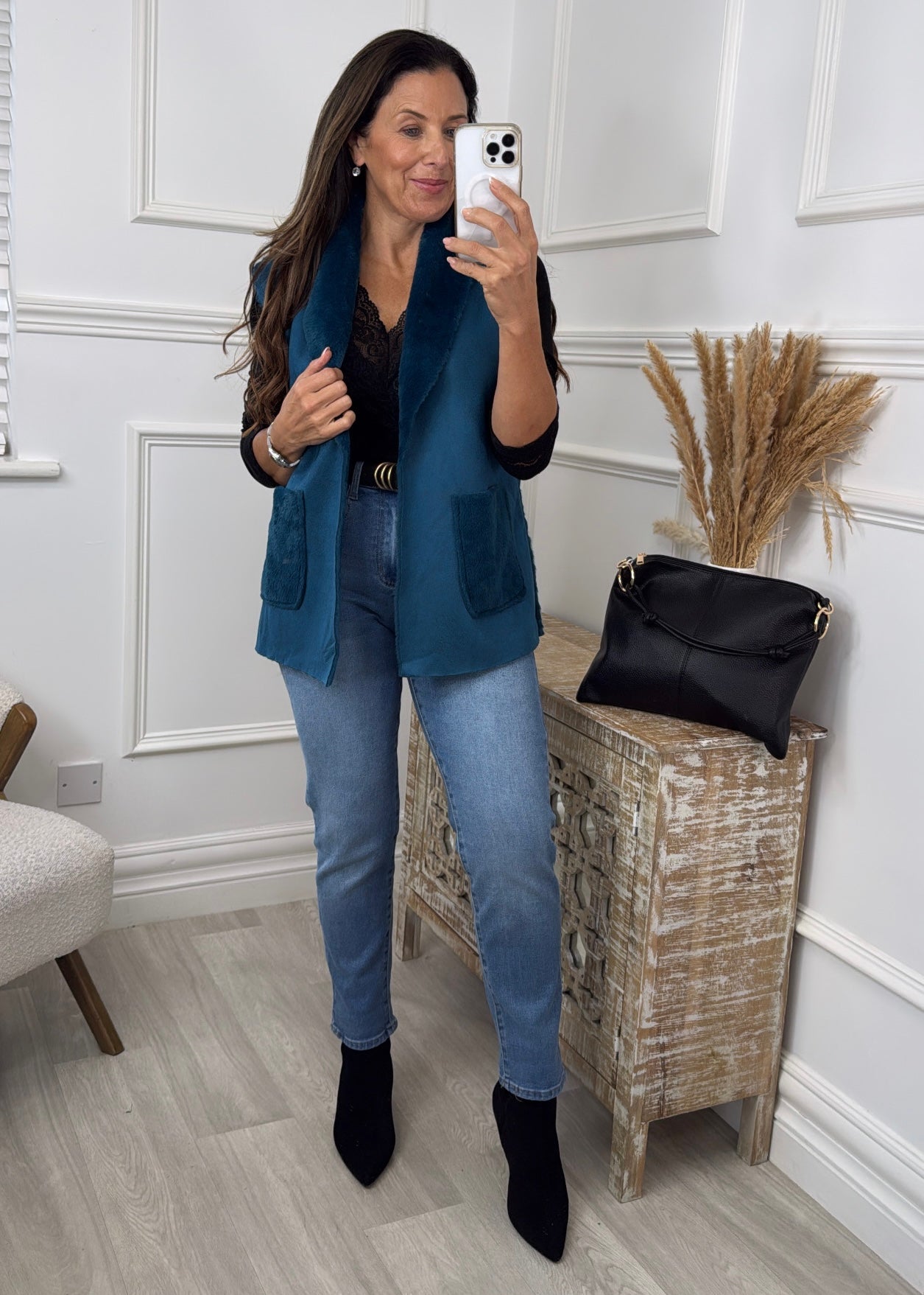 Loretta Teal Suede Feel Waistcoat