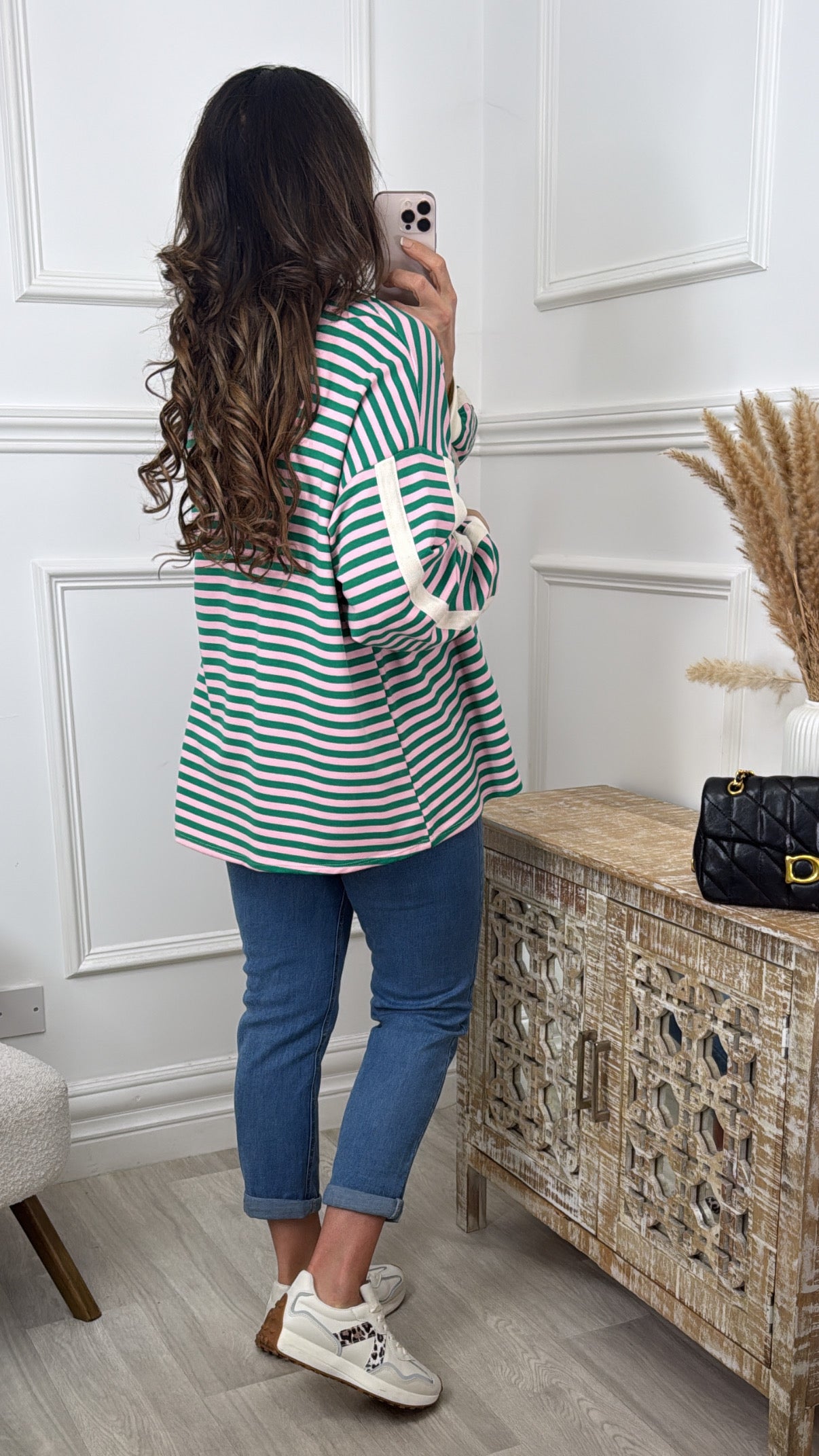 Elsa Green And Pink Stripe Top