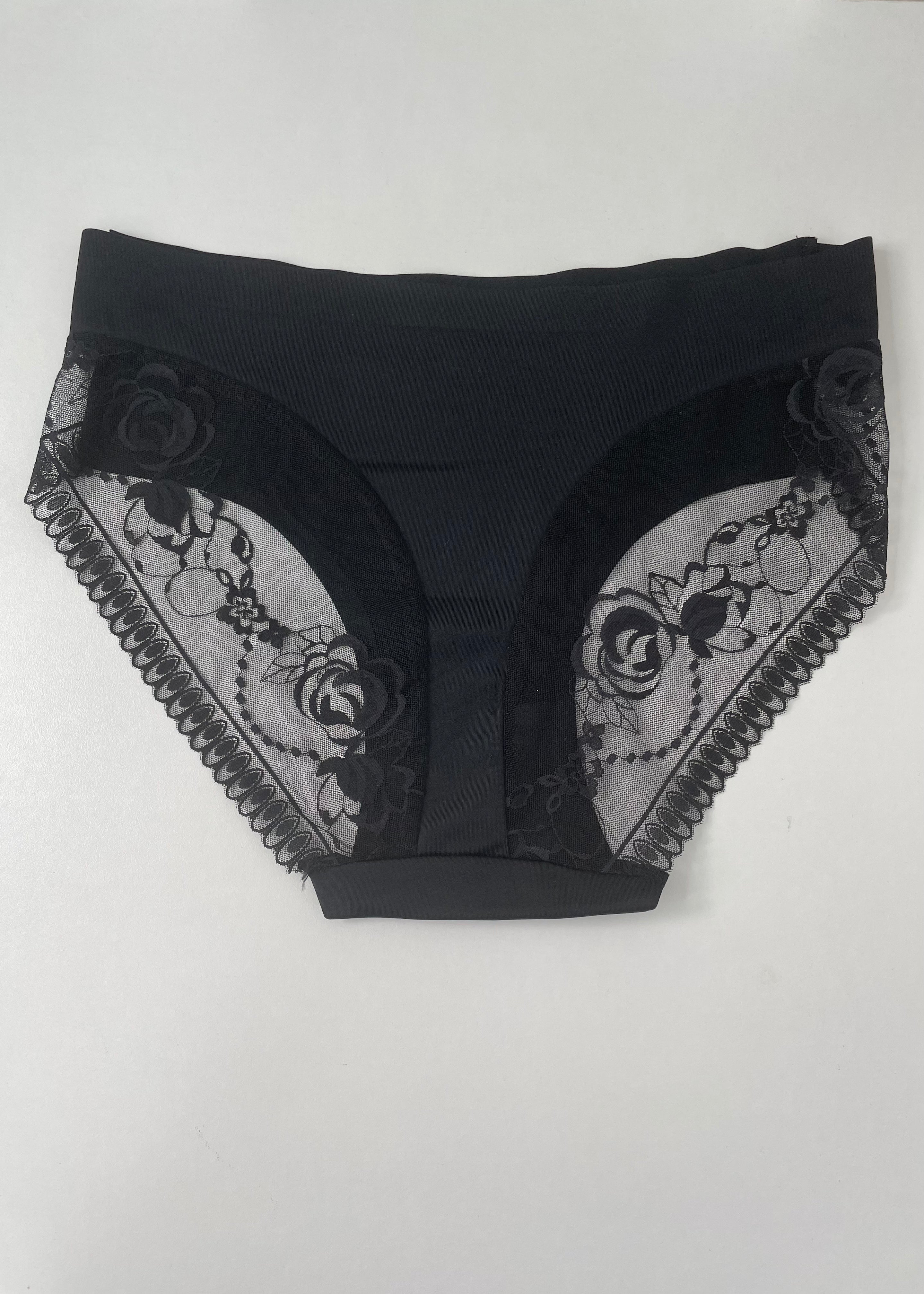 Adele Black Lace Back Briefs