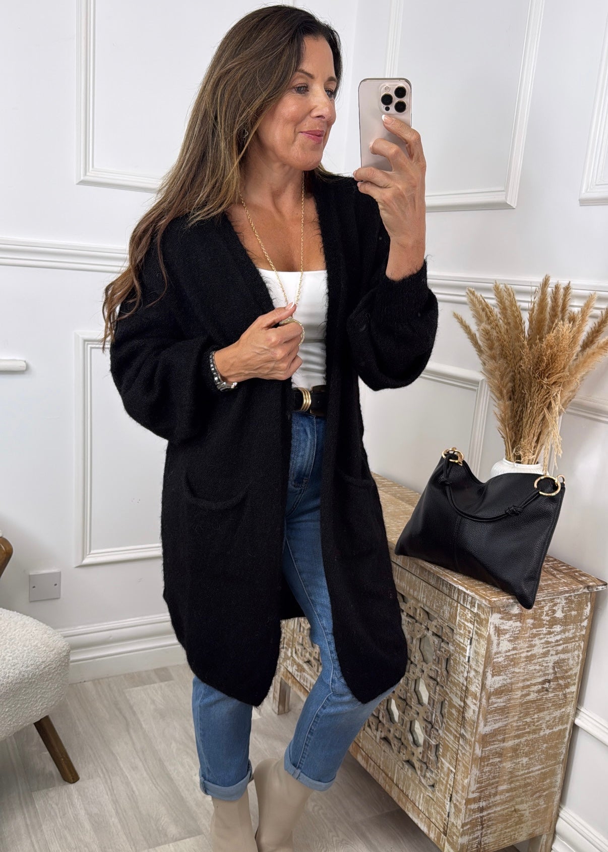Payton Black Pocket Cardigan