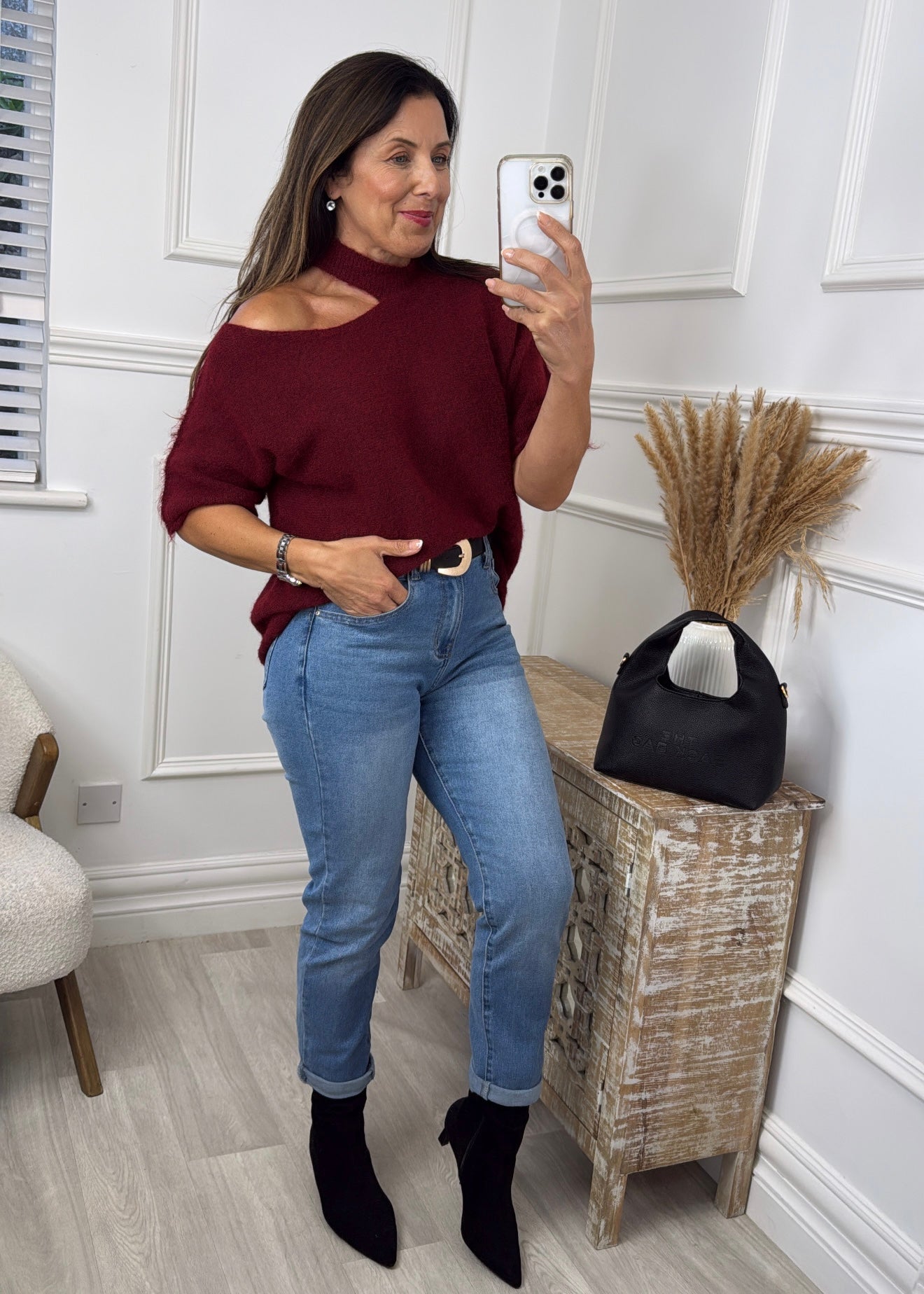 Giovanna Wine High Neck Knit