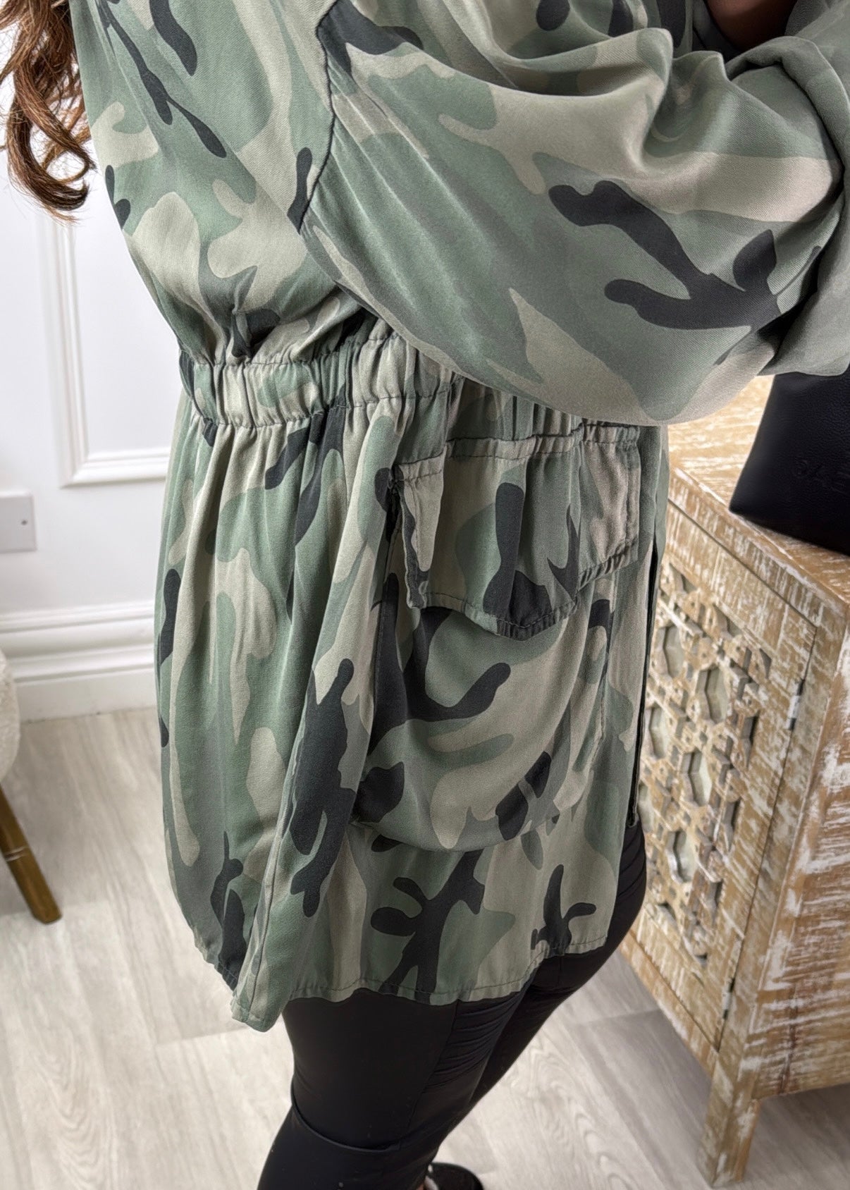 Keira Khaki Pocket Cargo Shirt