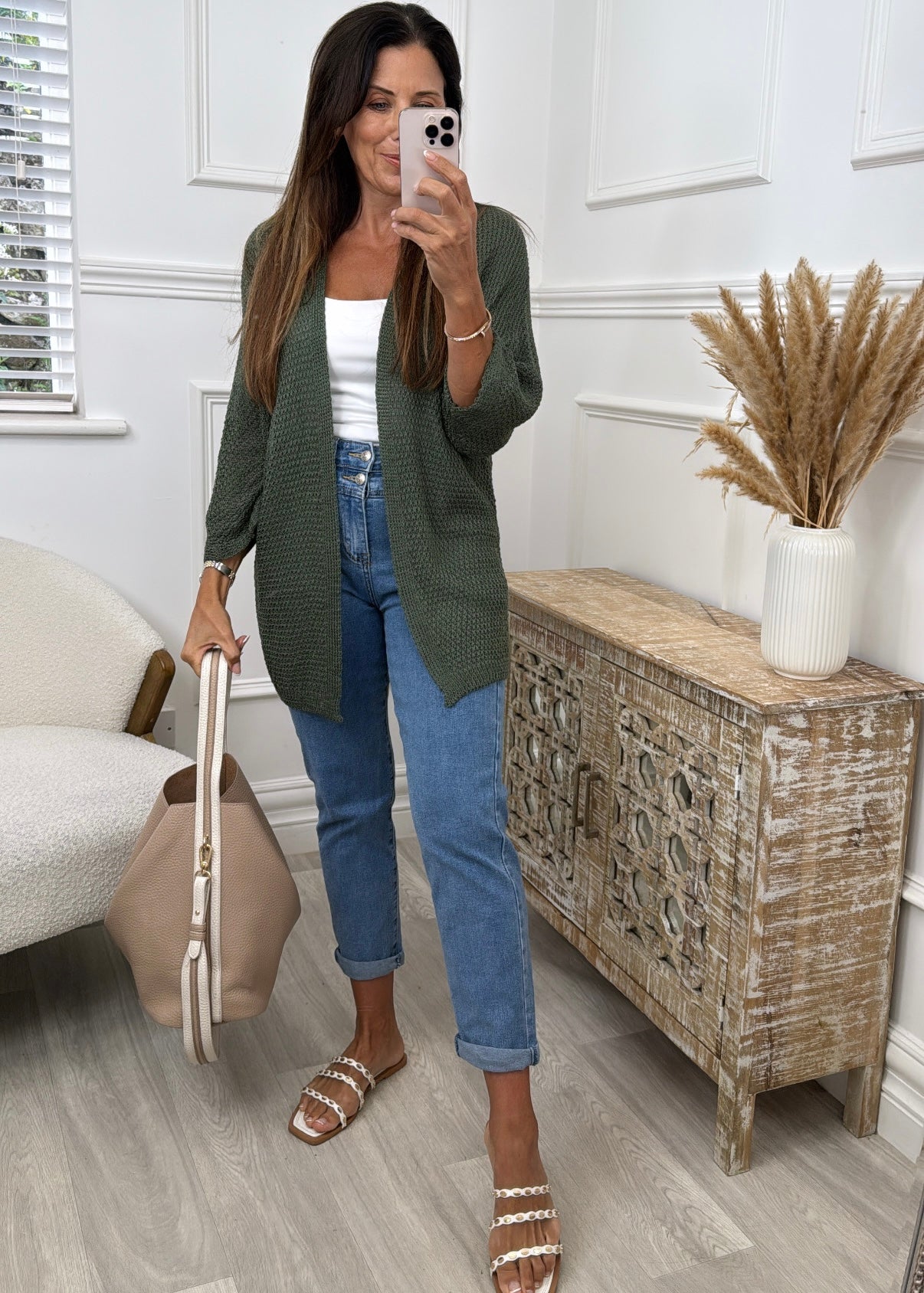 Clara Khaki Knit Cardigan