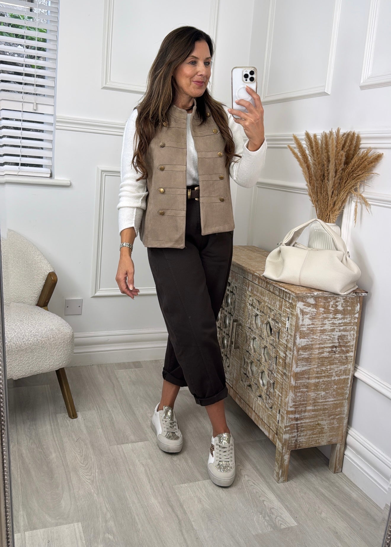 Katie Beige Button Waistcoat