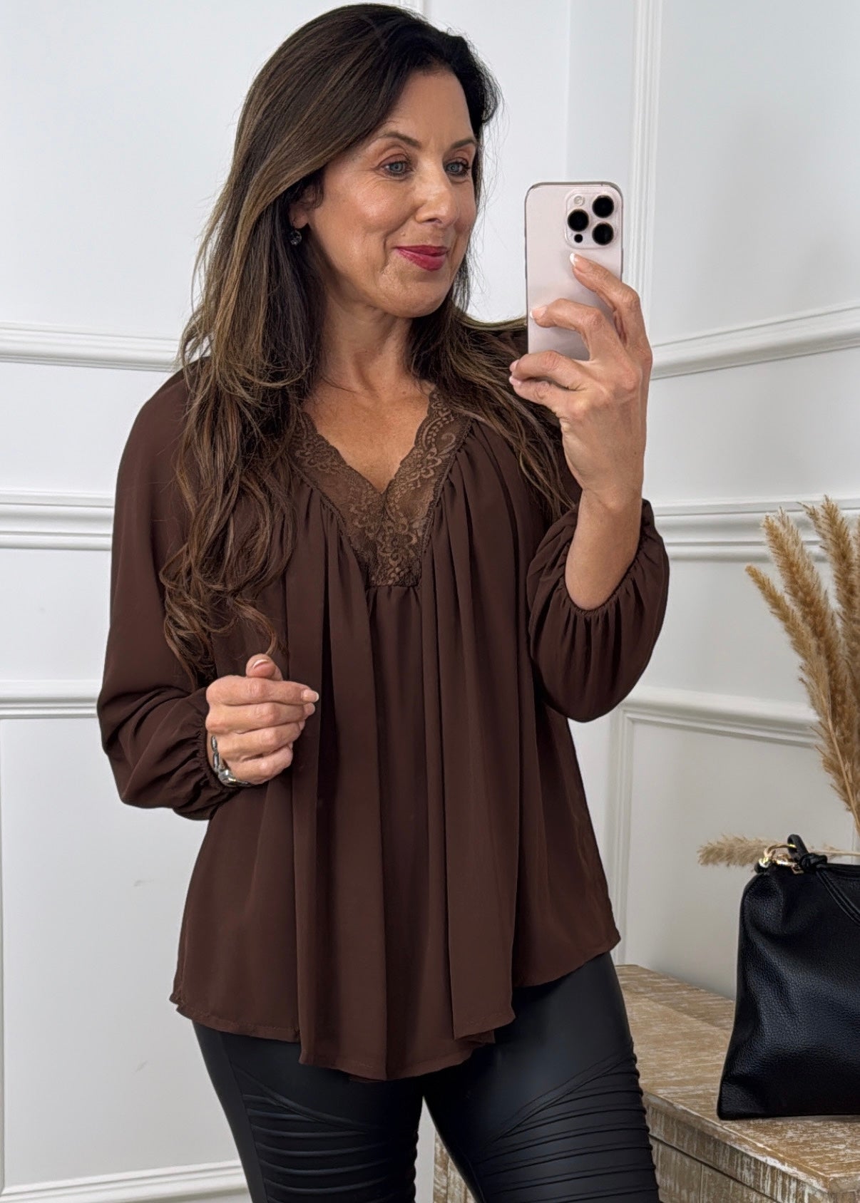 Martha Brown V-Neck Top