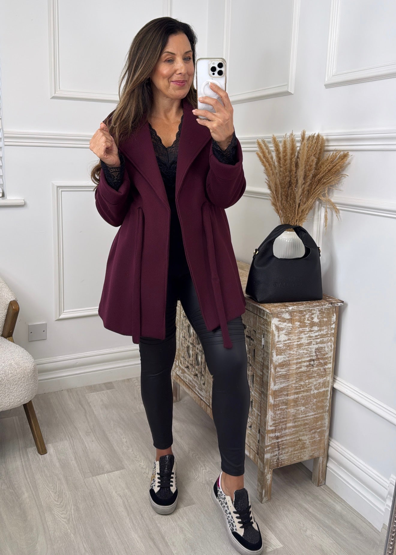 Rosie Wine Belted Jacket
