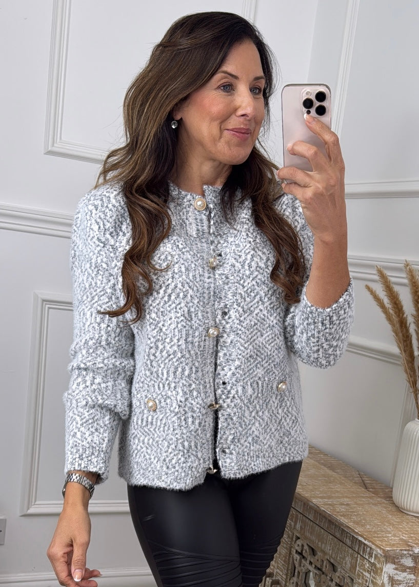 Kaia Grey Button Cardigan