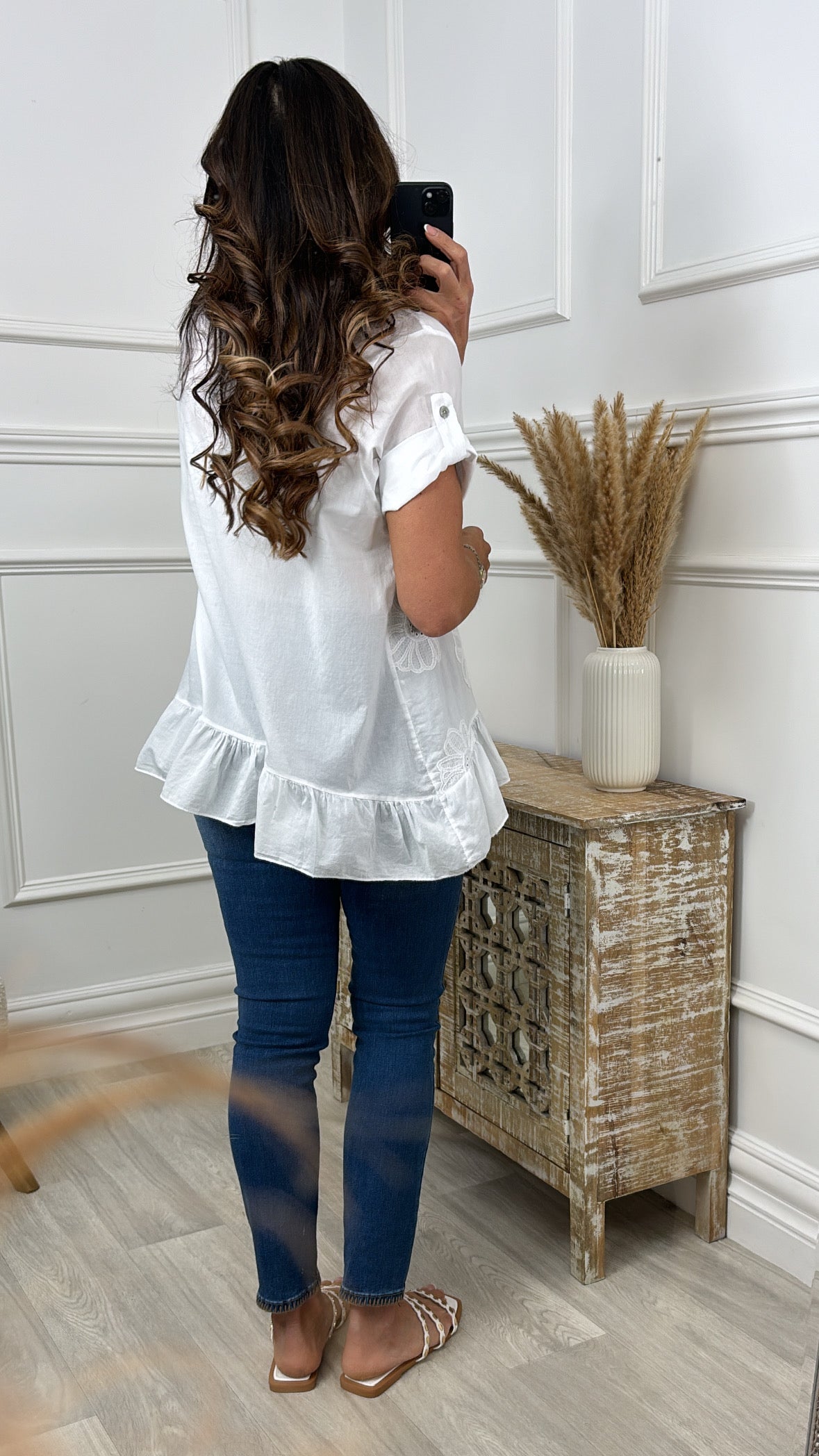 Charlene White Broderie Flower Blouse