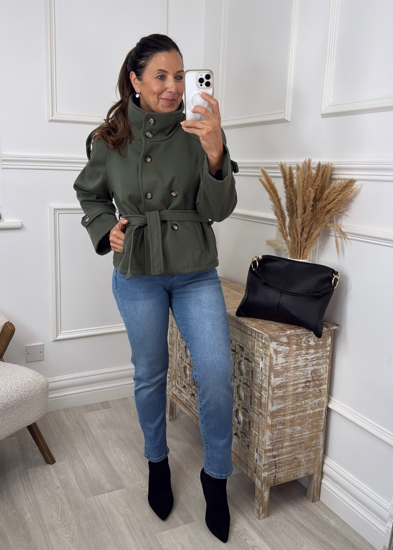 Roisin Khaki Jacket With  Buttons