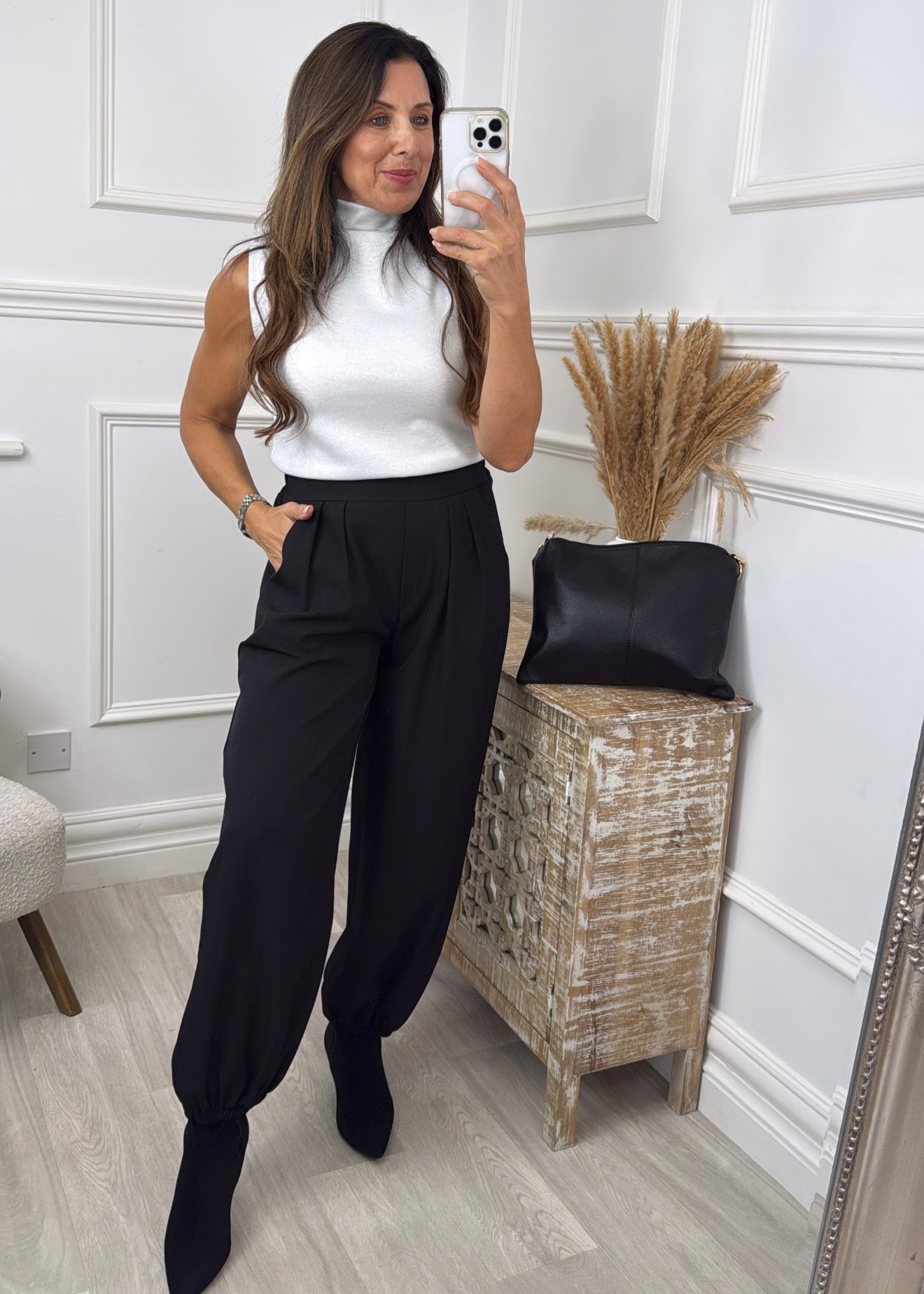 Carina Cream High Neck Sleeveless Top