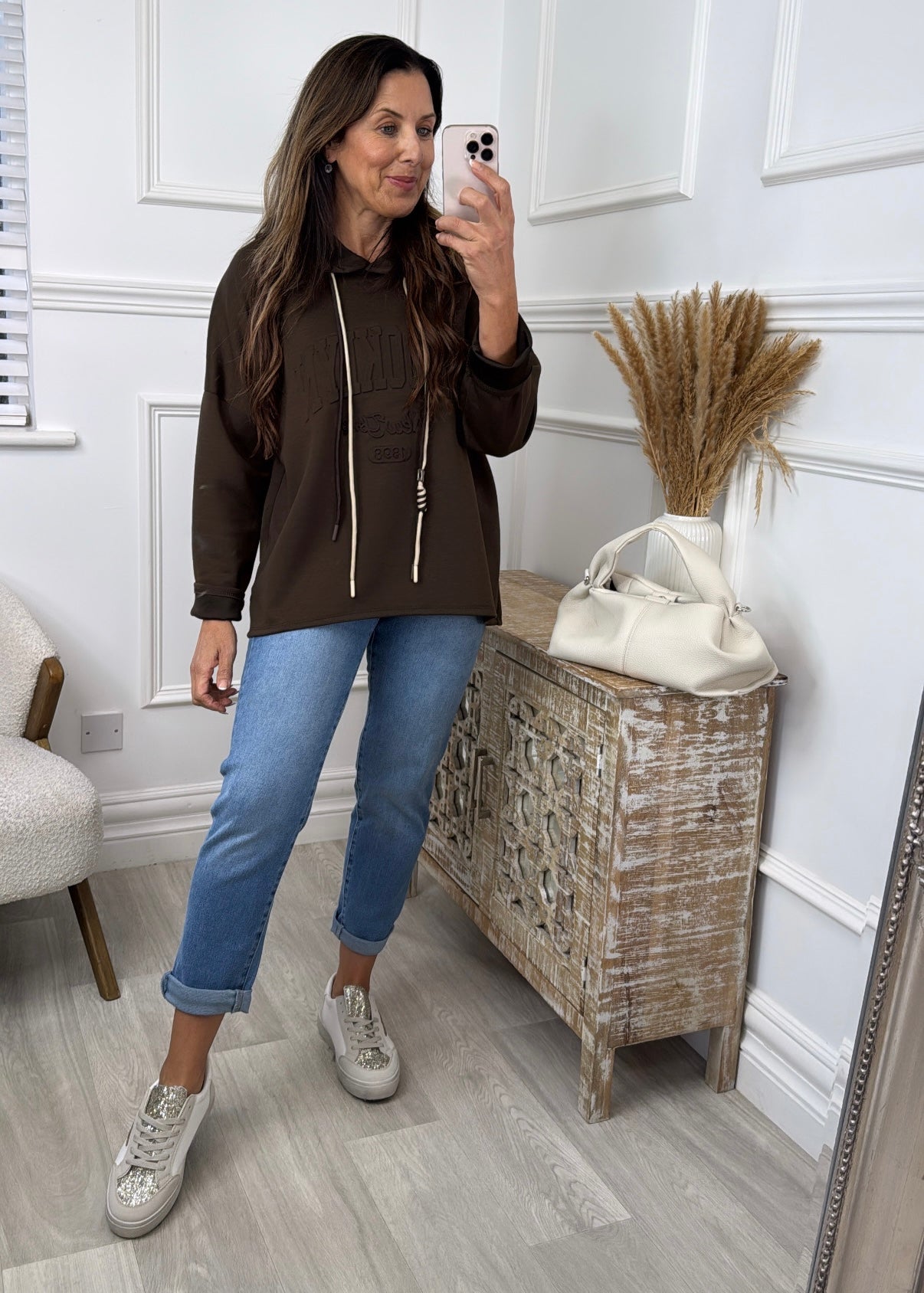 Jules Brown Embossed Hoodie