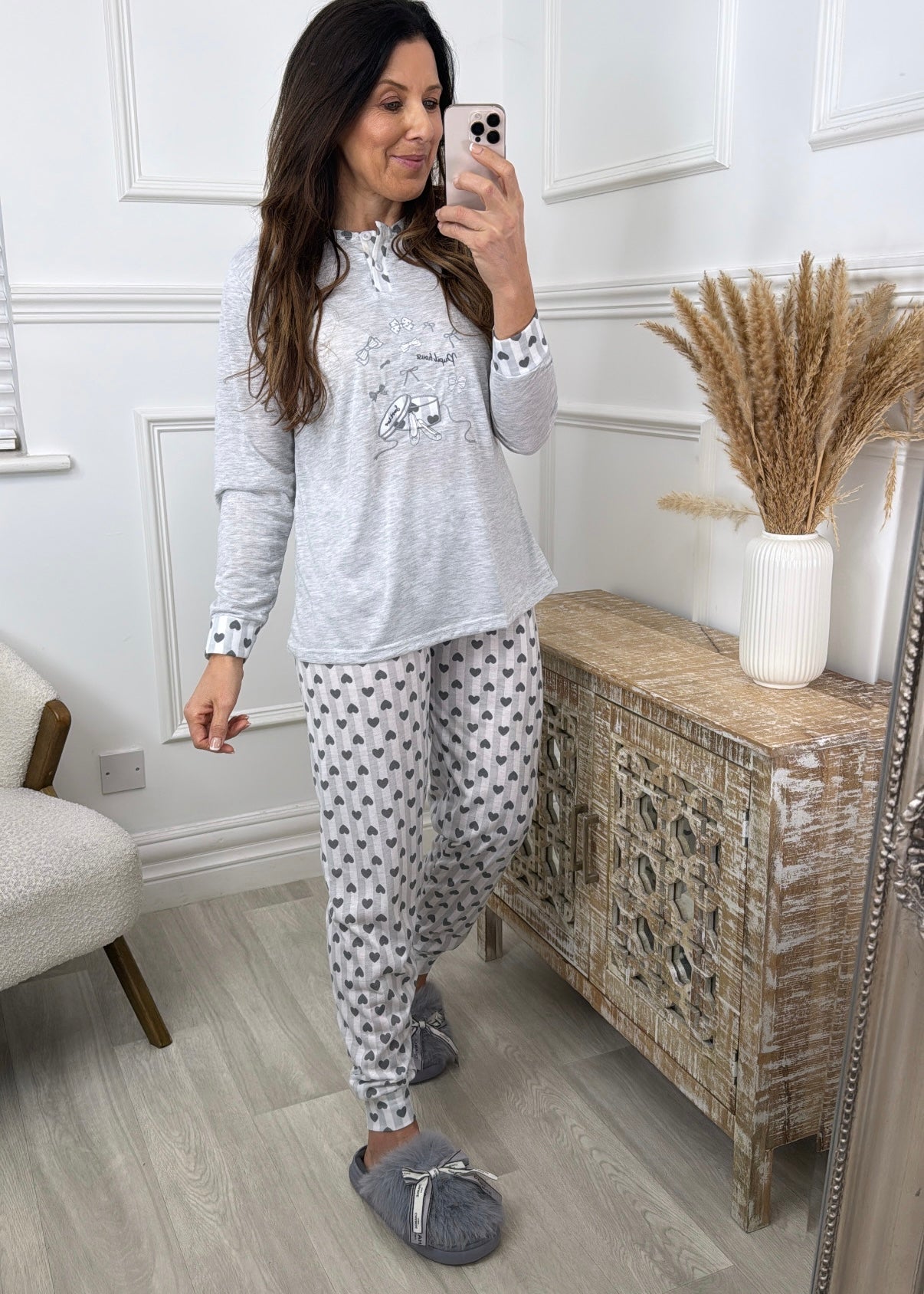 Donella Grey Embroidered Pajama