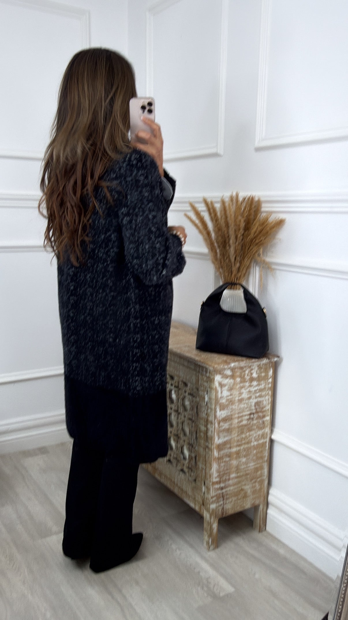Bronwyn Black Mid Length Coatigan
