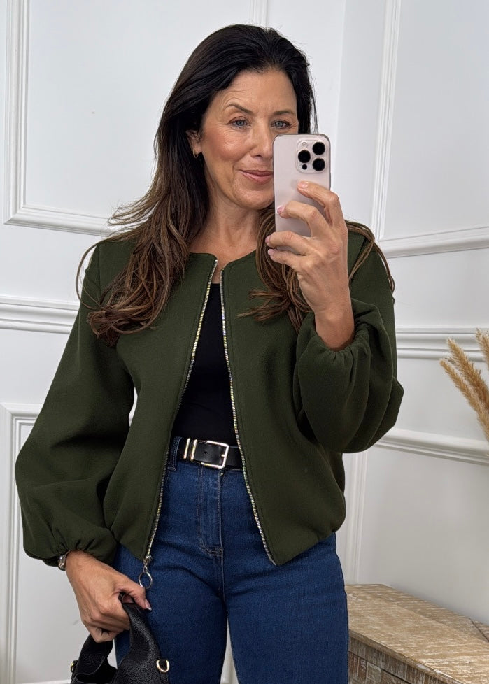 Jessica Khaki Bomber Jacket