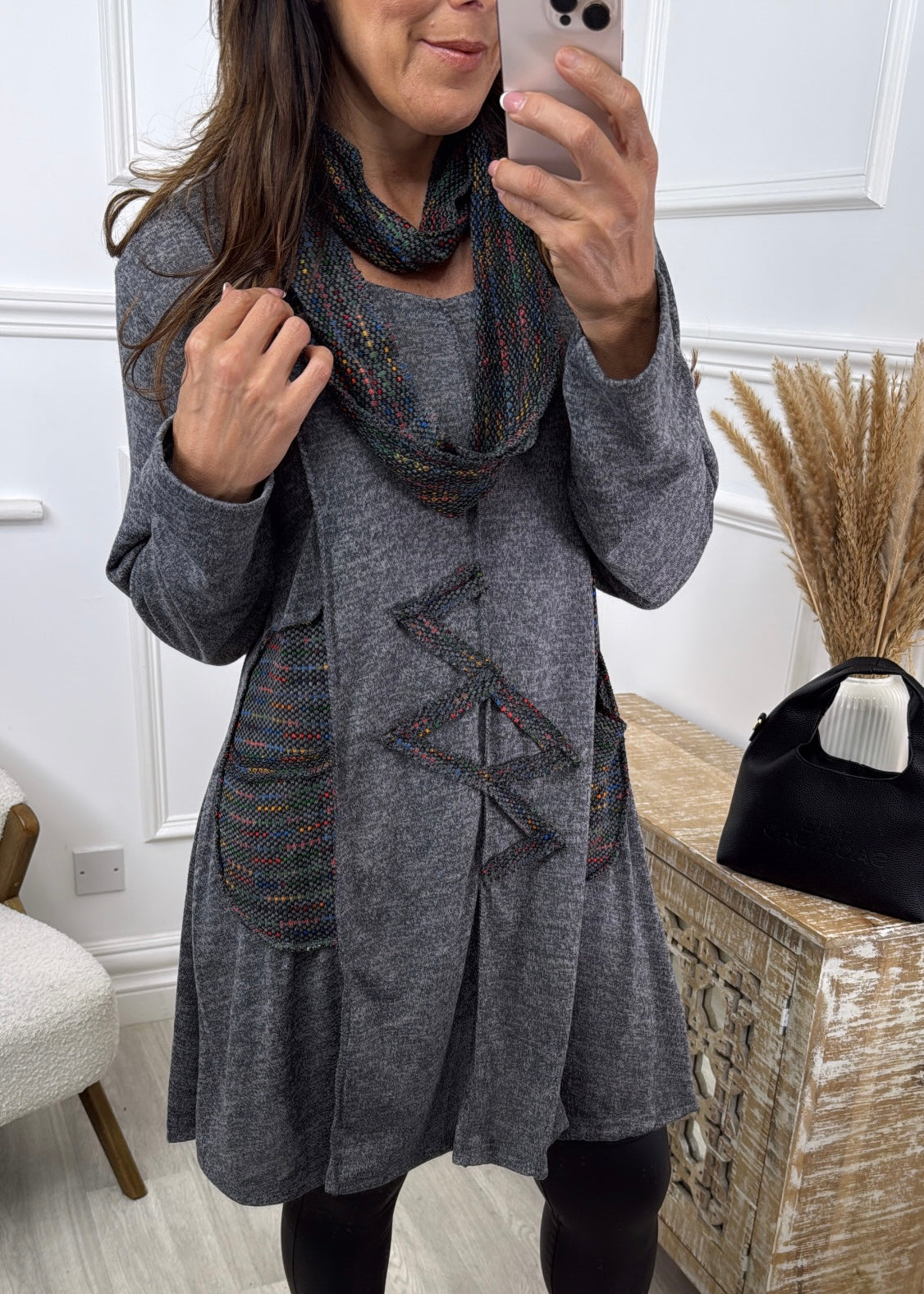 Meadow Grey Tunic With Scarf