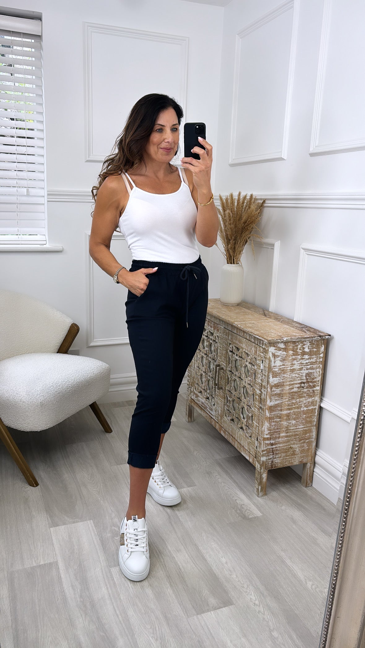 Rebekah Navy Stretch Fleece Lined Joggers