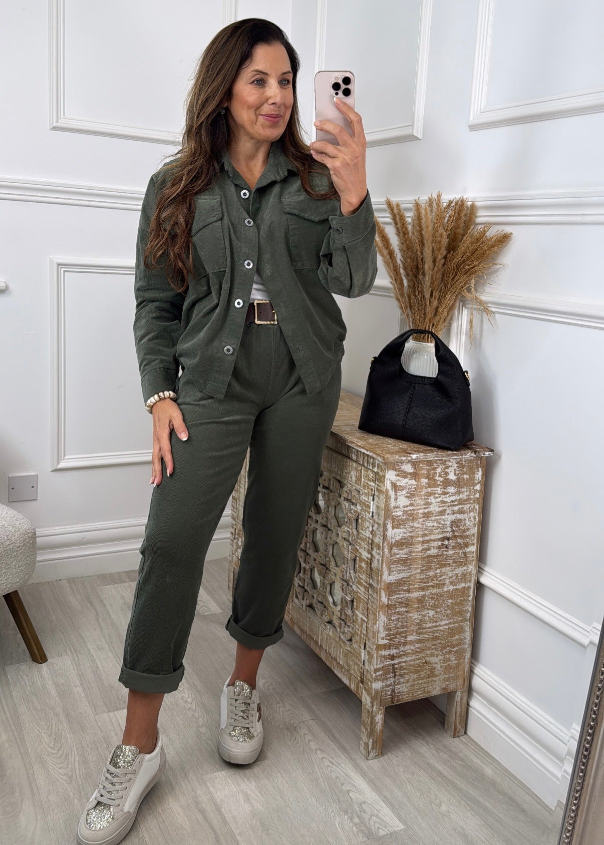 Naomi Khaki Corduroy Two Piece Set