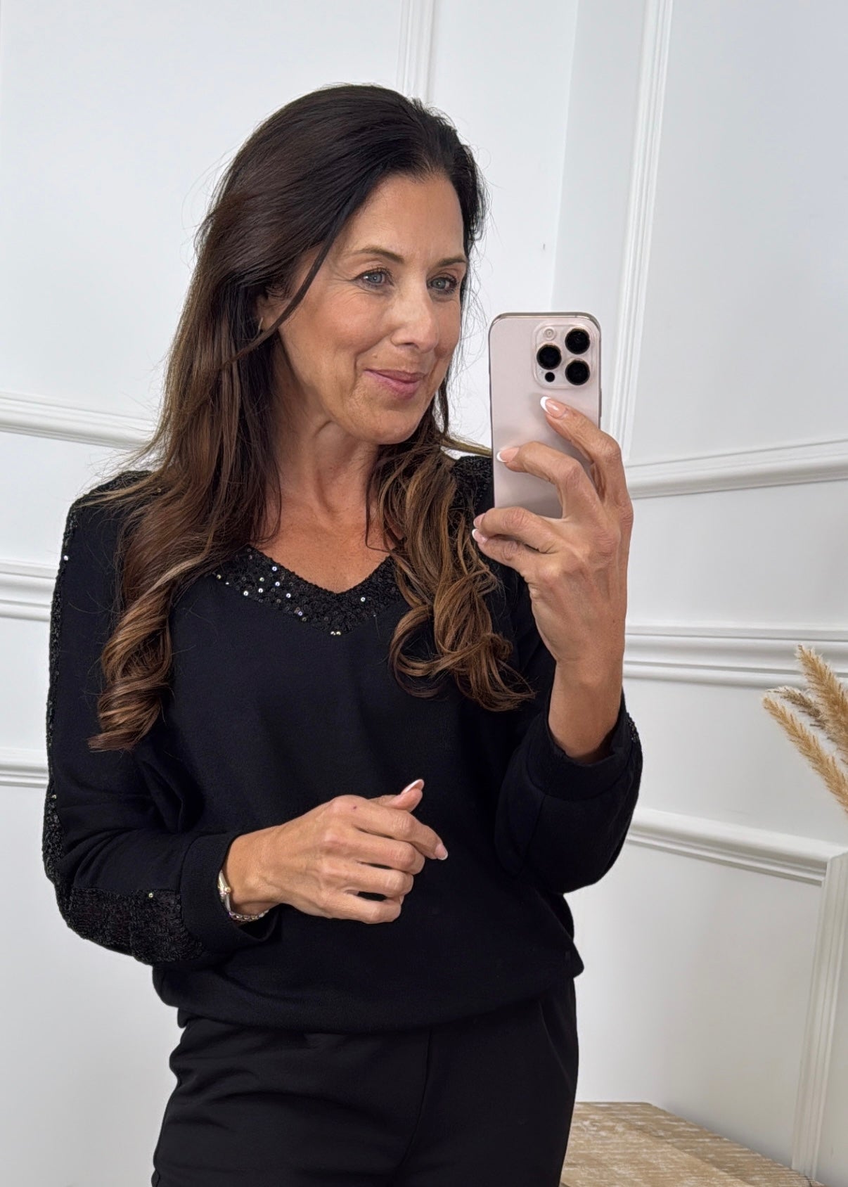 Wrenly Black Sequin Detail Sweater