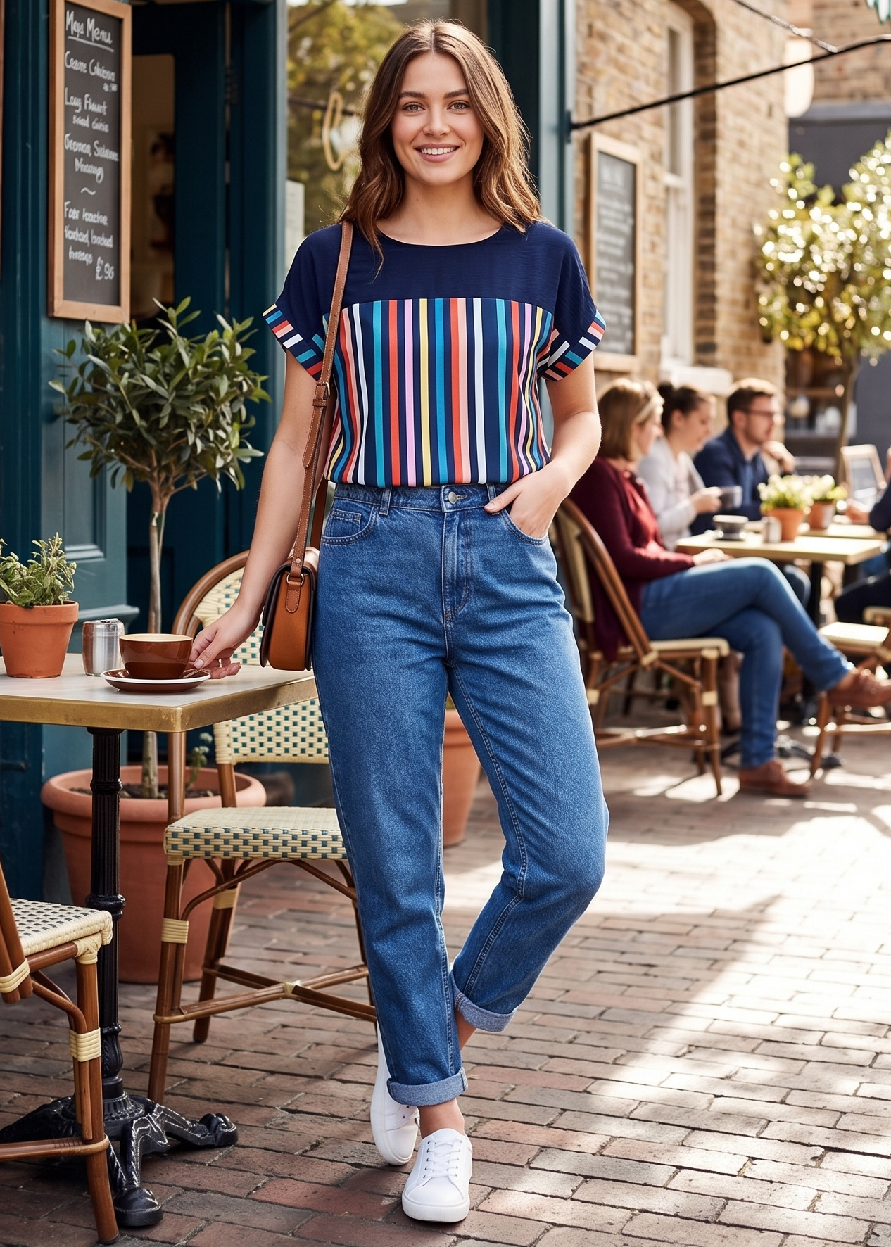 Caoimhe Navy Striped T-Shirt