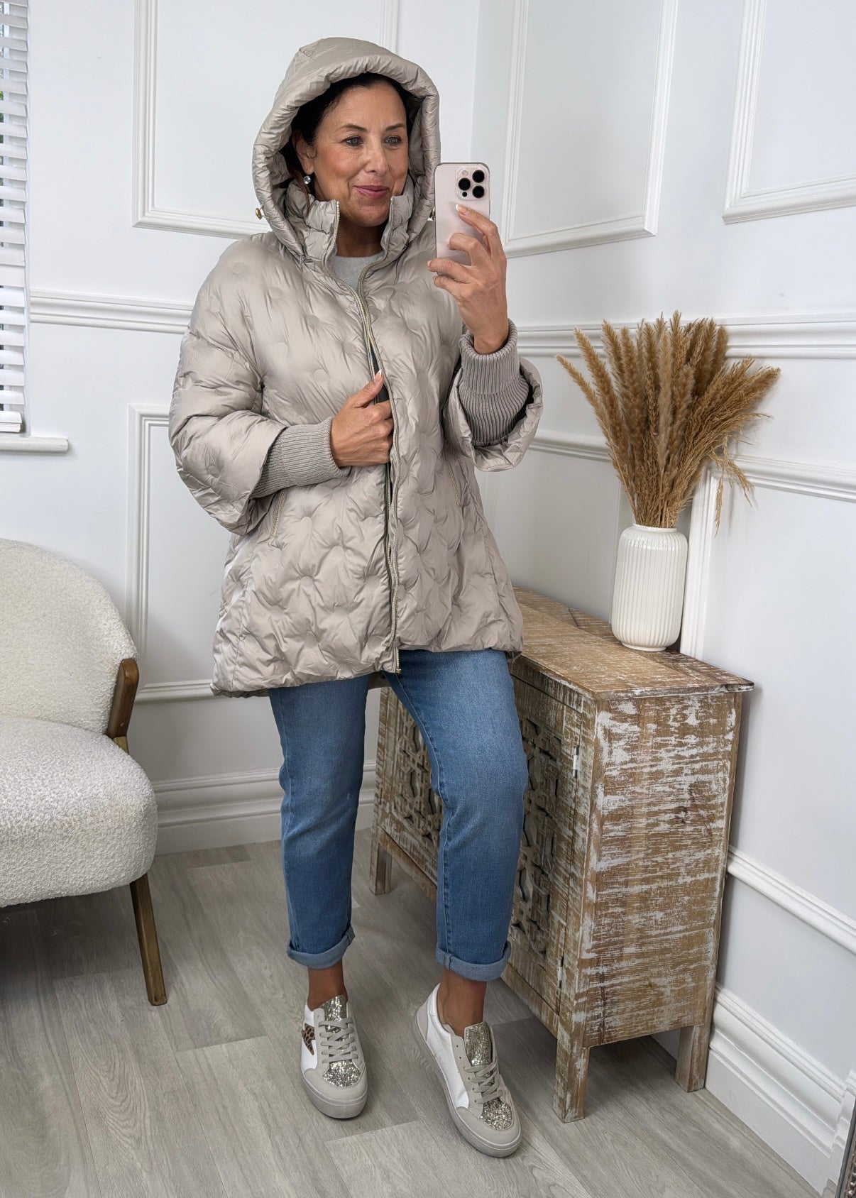 Hallie Beige Tube Cuff Jacket