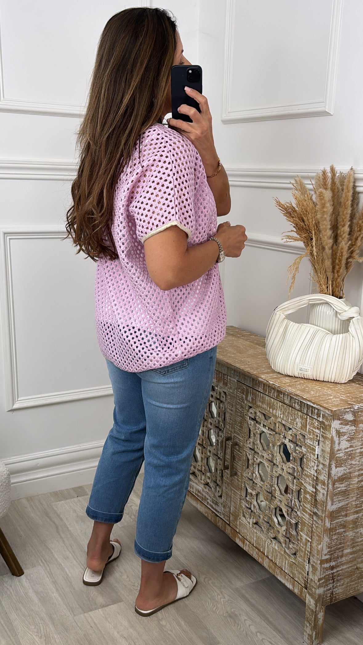 Elaine Pink Net Top