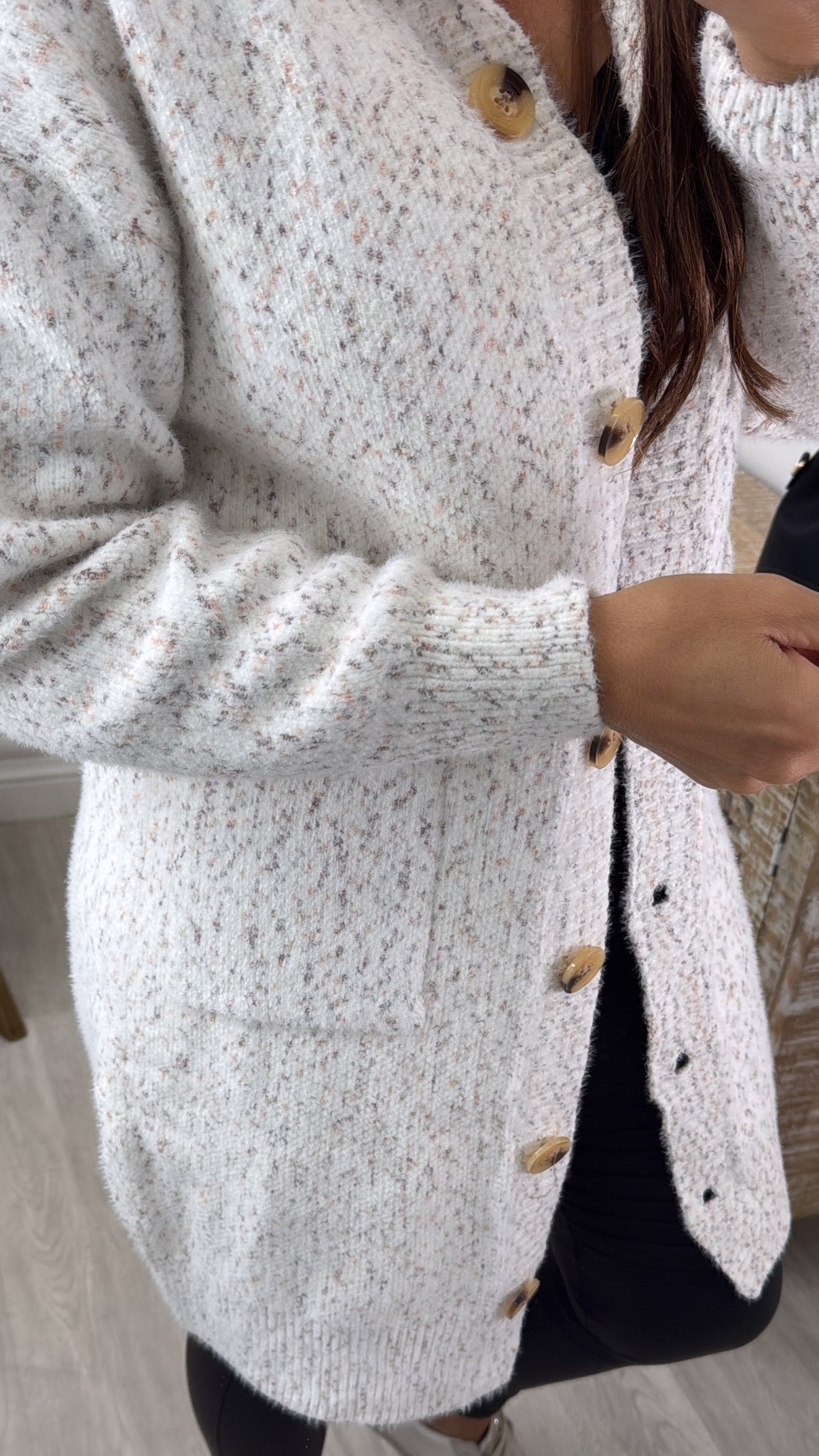 Harper Beige Button Cardigan