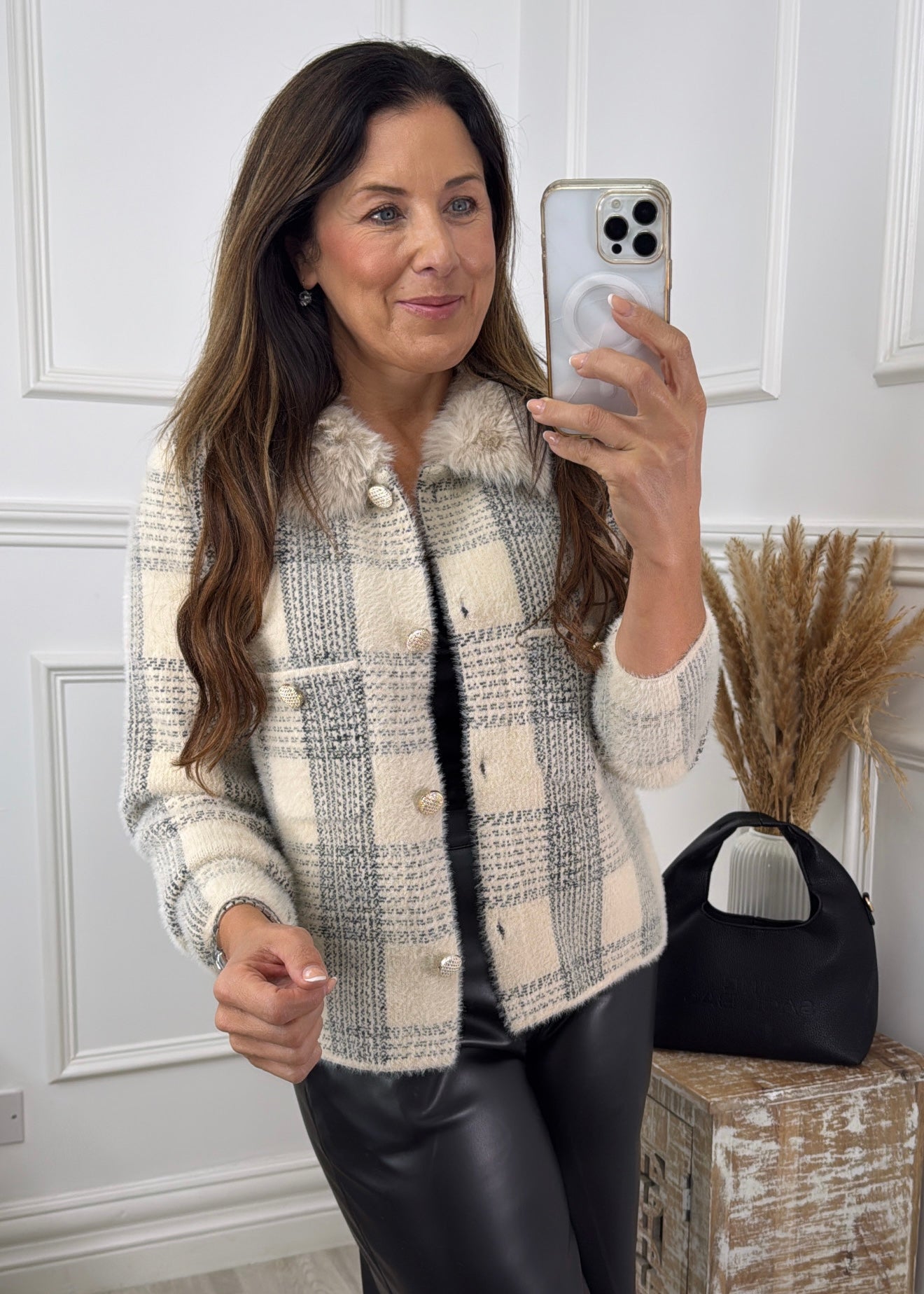 Jovie Cream Fur Collar Cardigan