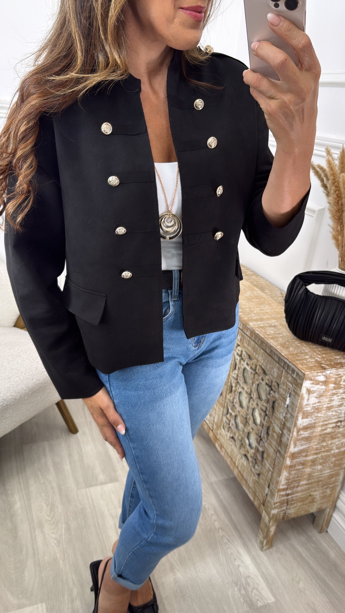Anita Black Jacket with Frog Button