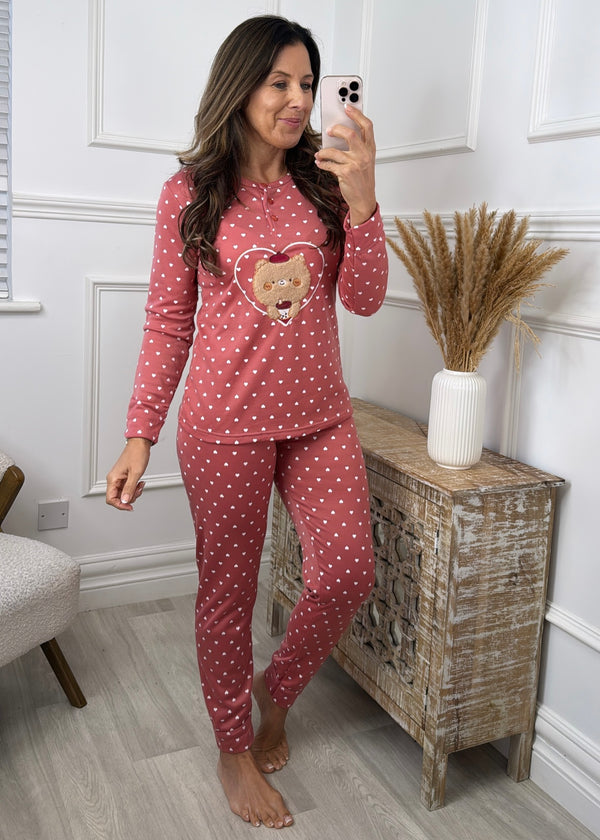 Kathy Dark Pink Heart Pyjamas