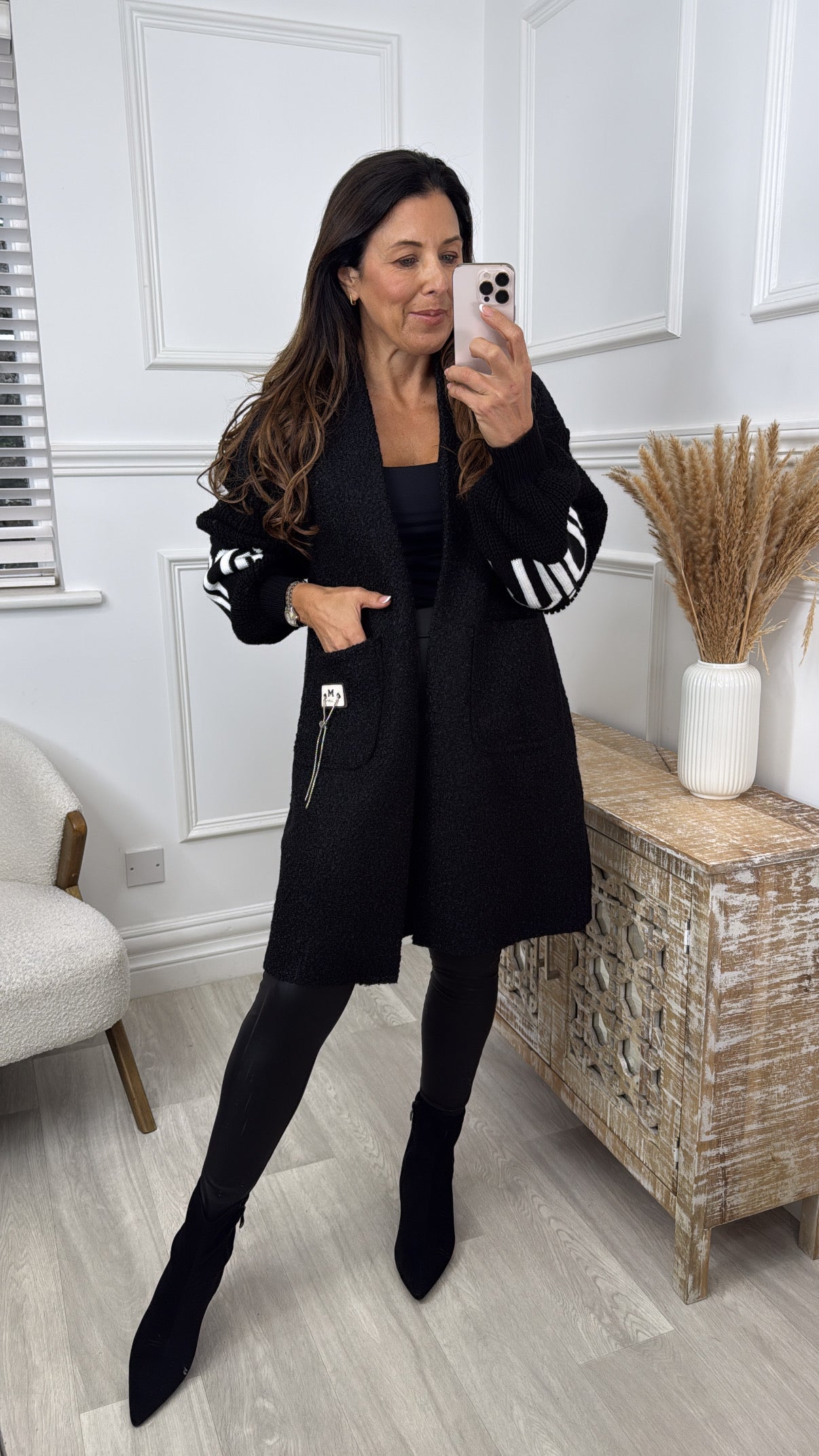 Ashley Black Knit Sleeve Coatigan