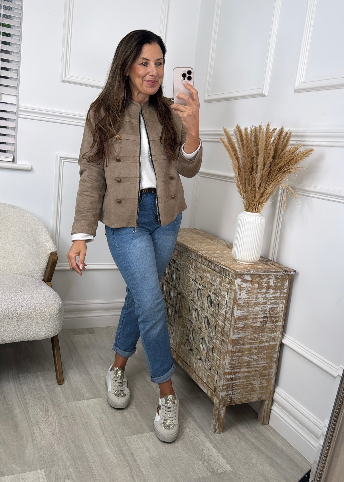 Laney Beige Military Button Jacket