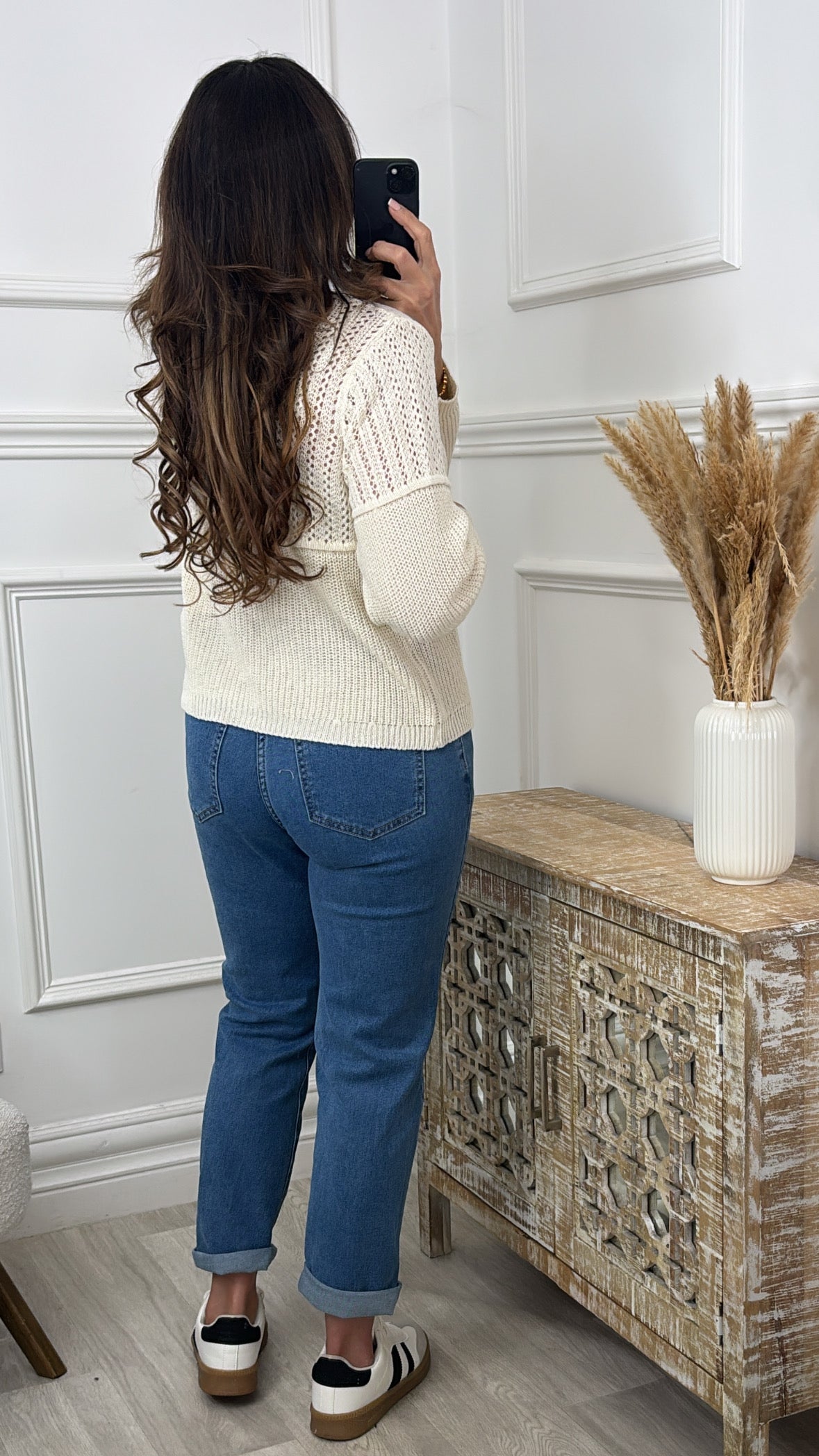 Lainey Cream Open Stitch Knit Cardigan