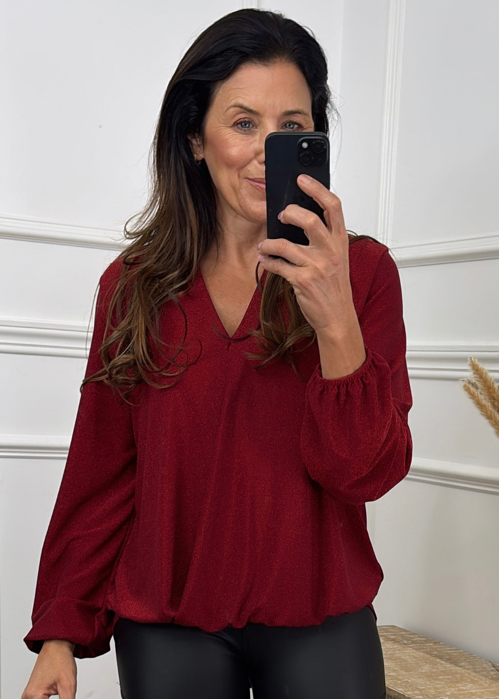Shelly Wine Faux Wrap Top