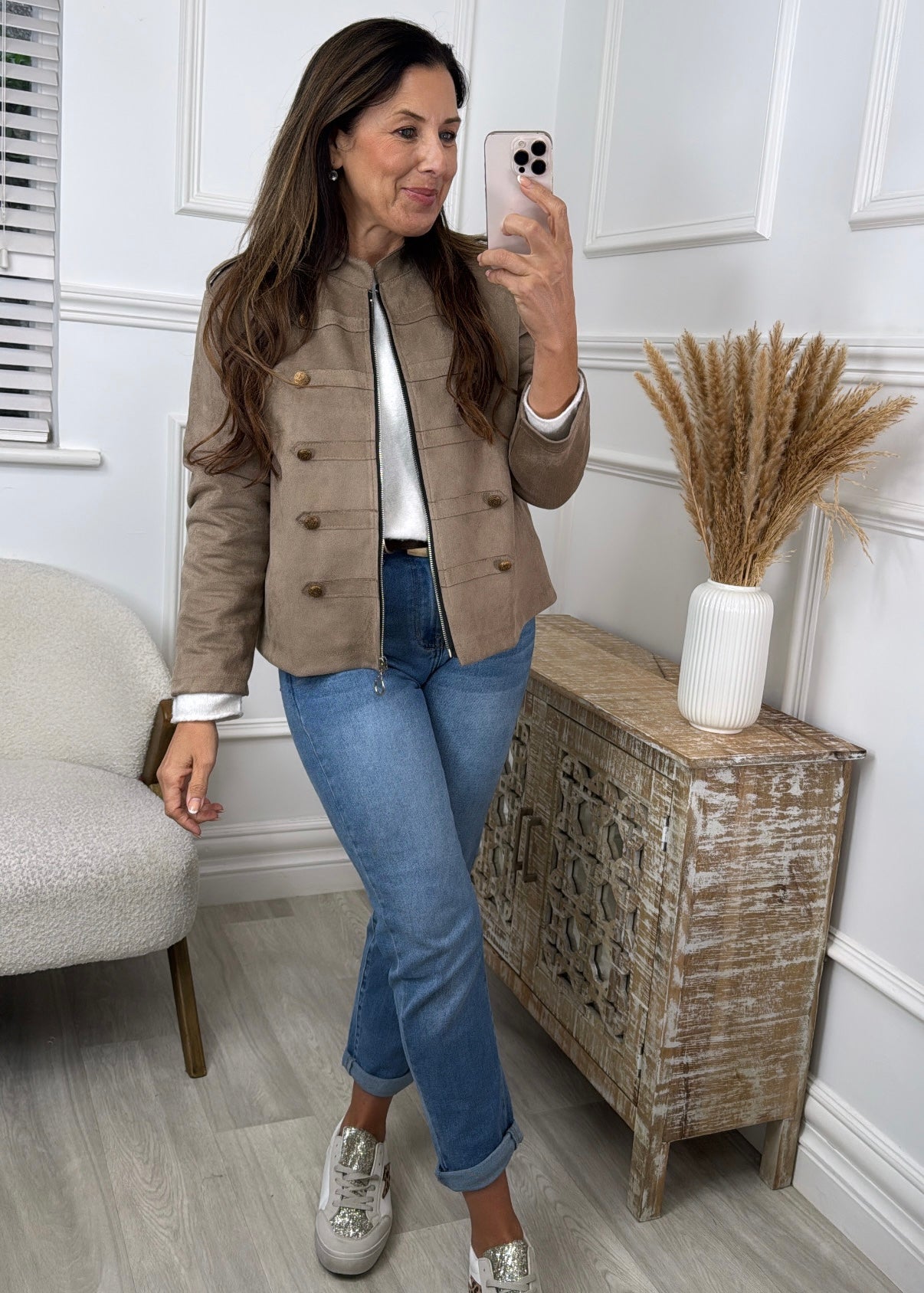 Laney Beige Military Button Jacket