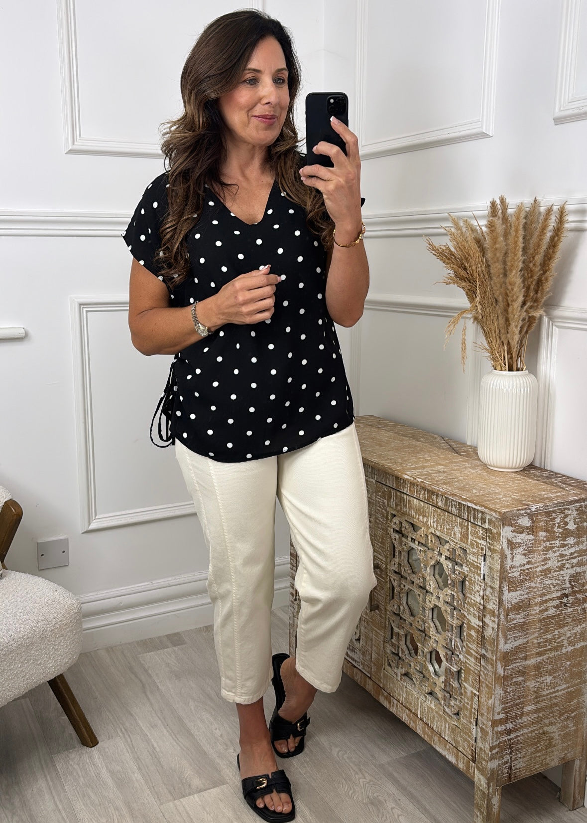 Emilia Black Polka Dot Blouse