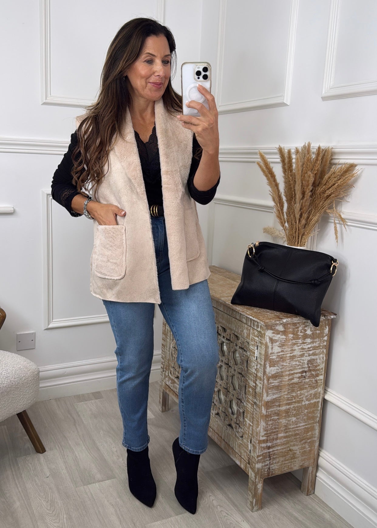 Loretta Beige Suede Feel Waistcoat