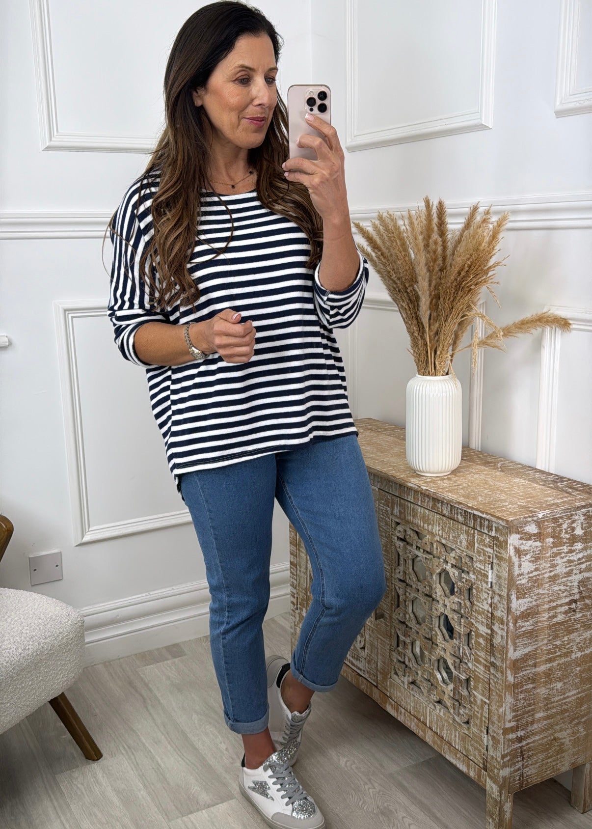 Francine Navy Striped Top