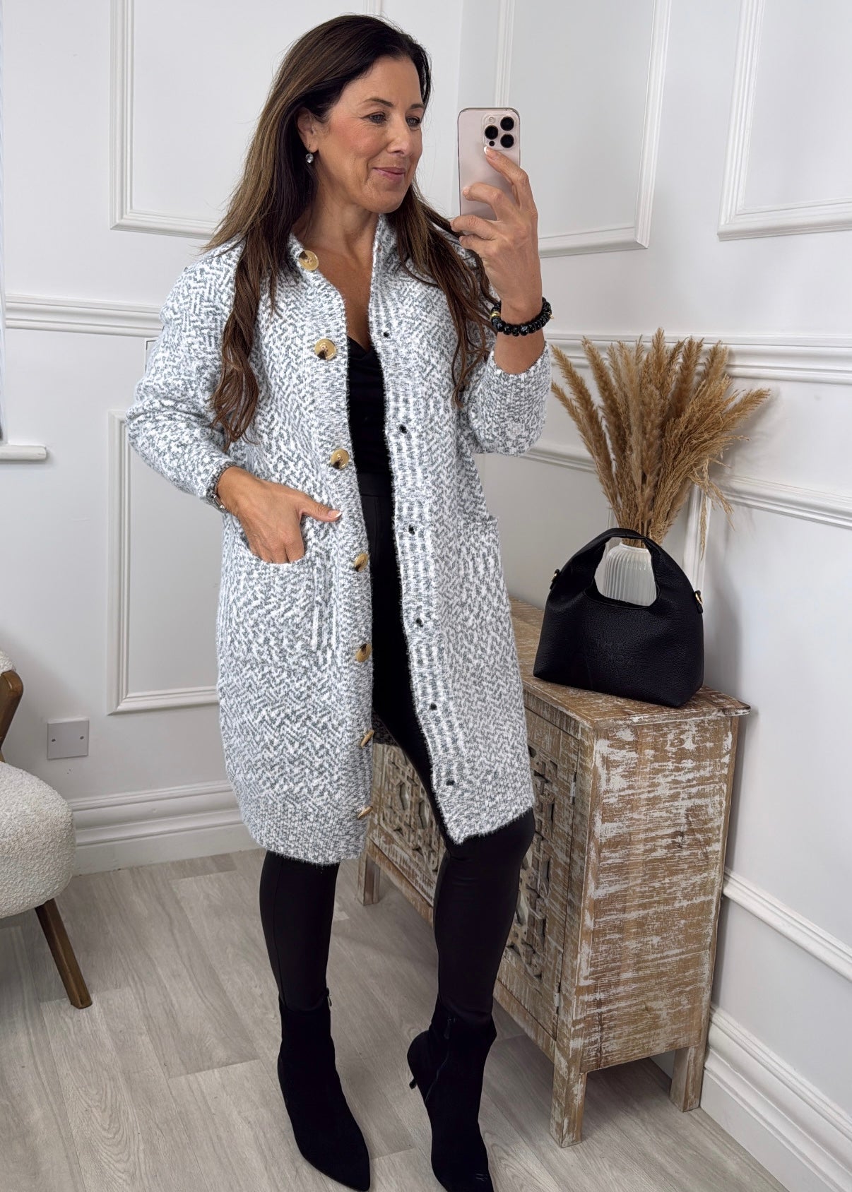 Harper Navy Button Cardigan