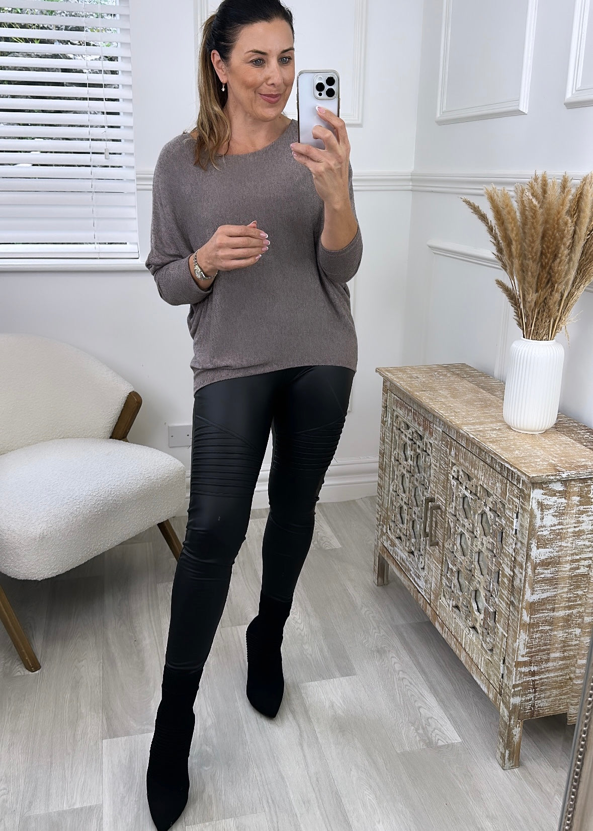 Cliona Light Brown Fine Knit Top