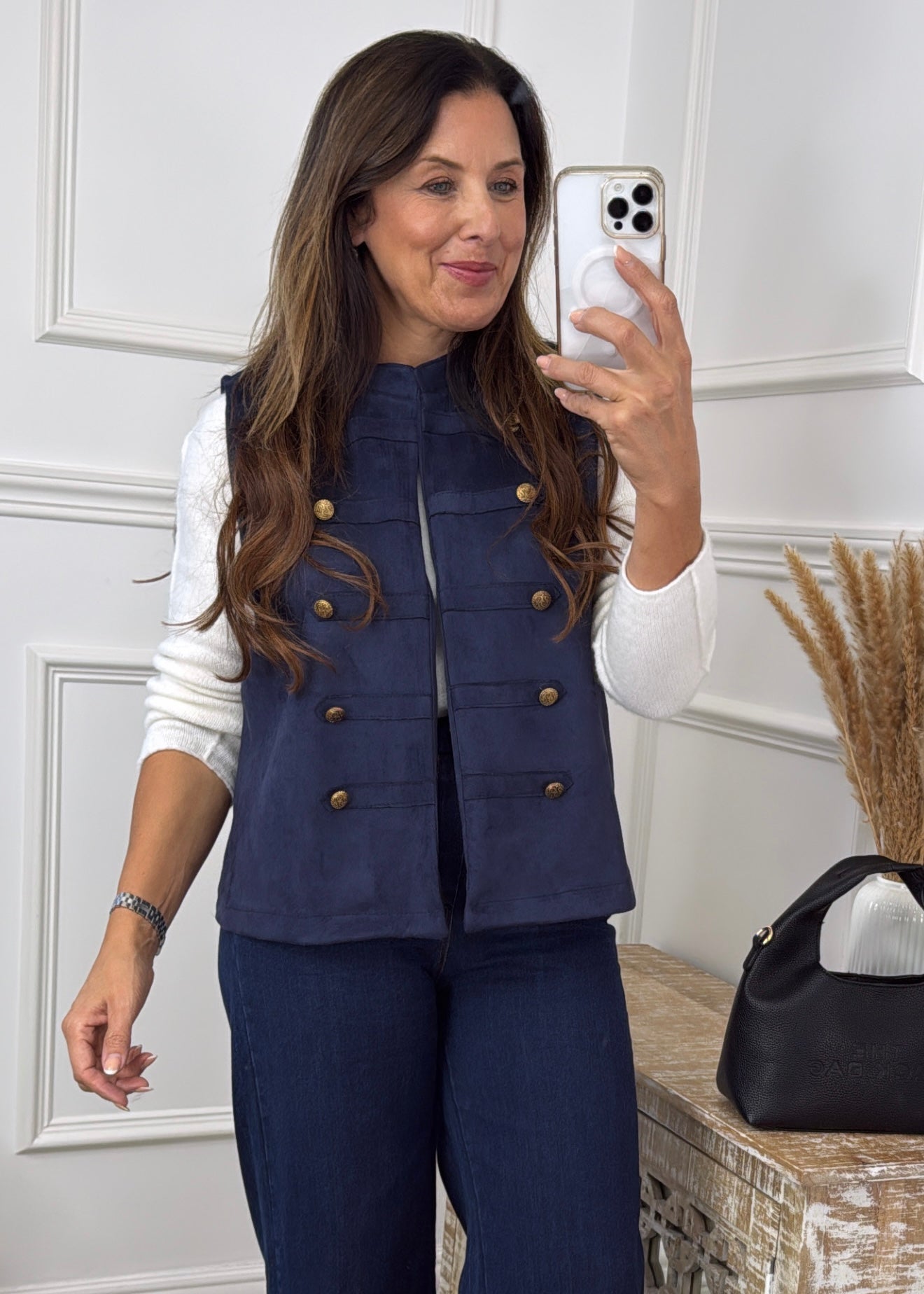 Katie Navy Button Waistcoat