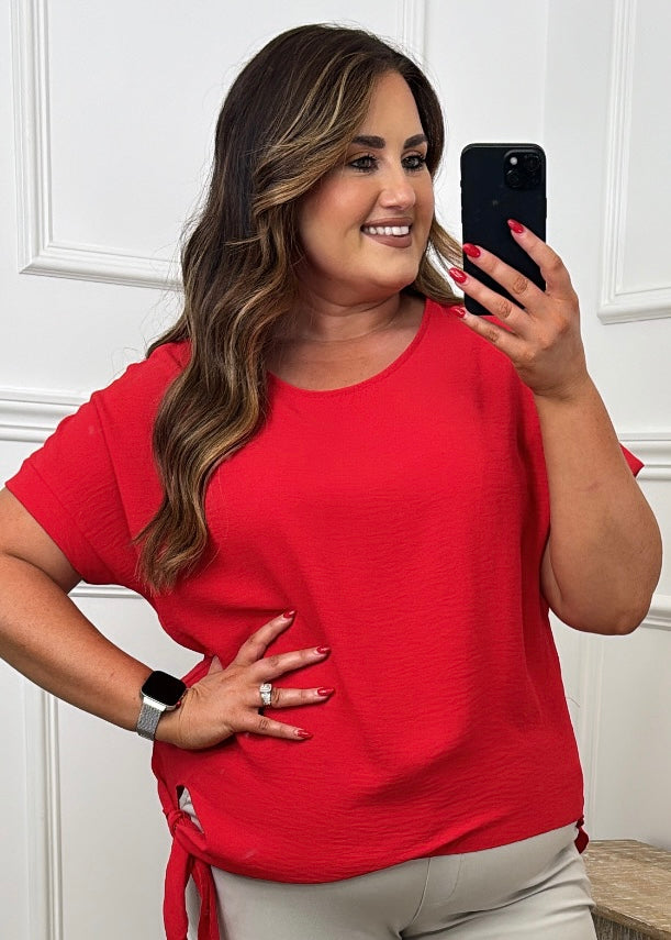 Bernadette Summer Red Side Knot Top