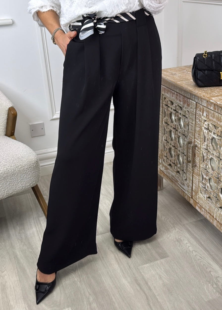 Edwina Black Wide Leg Trousers