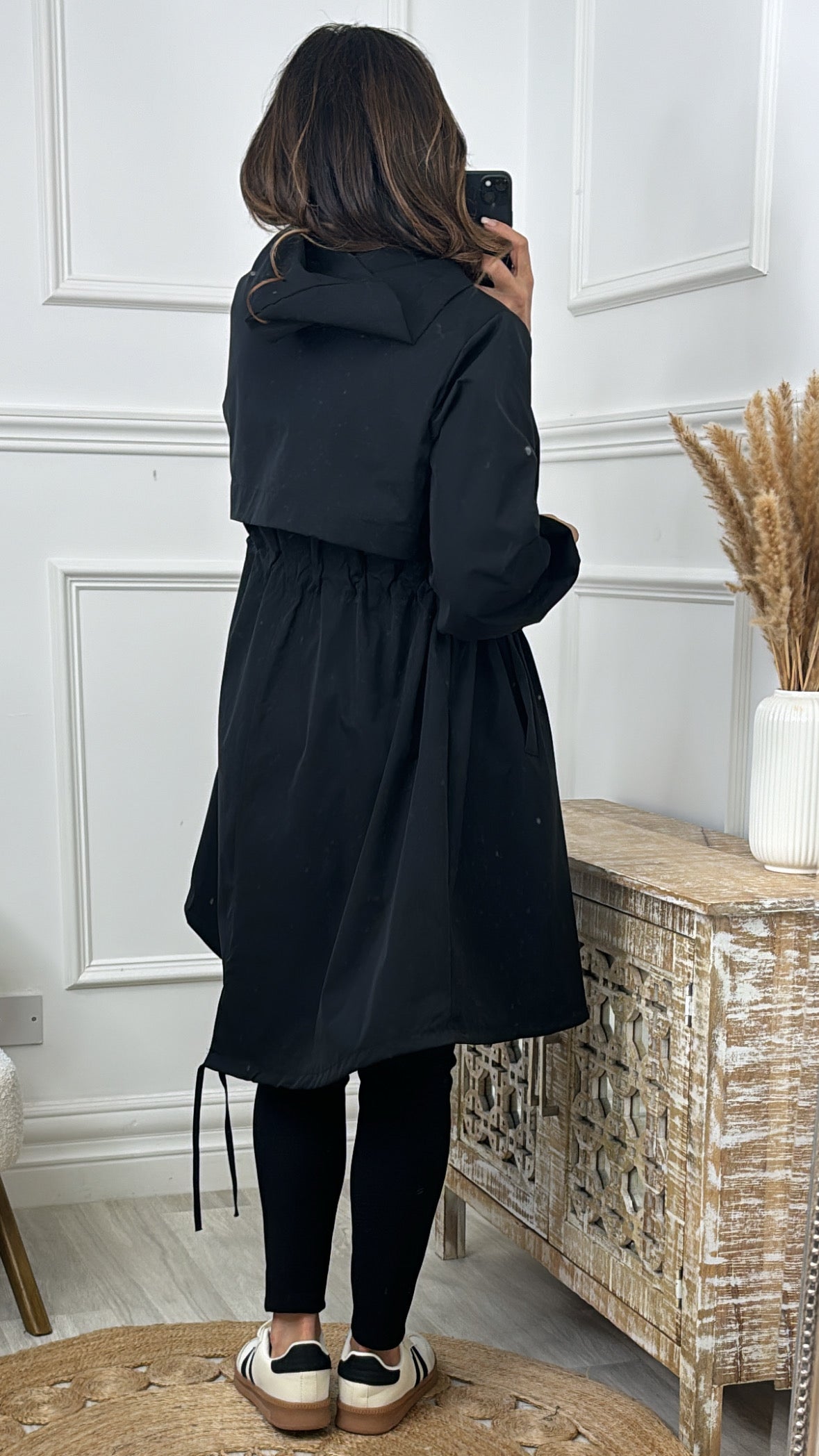 Suzie Black Drawstring Trench Jacket
