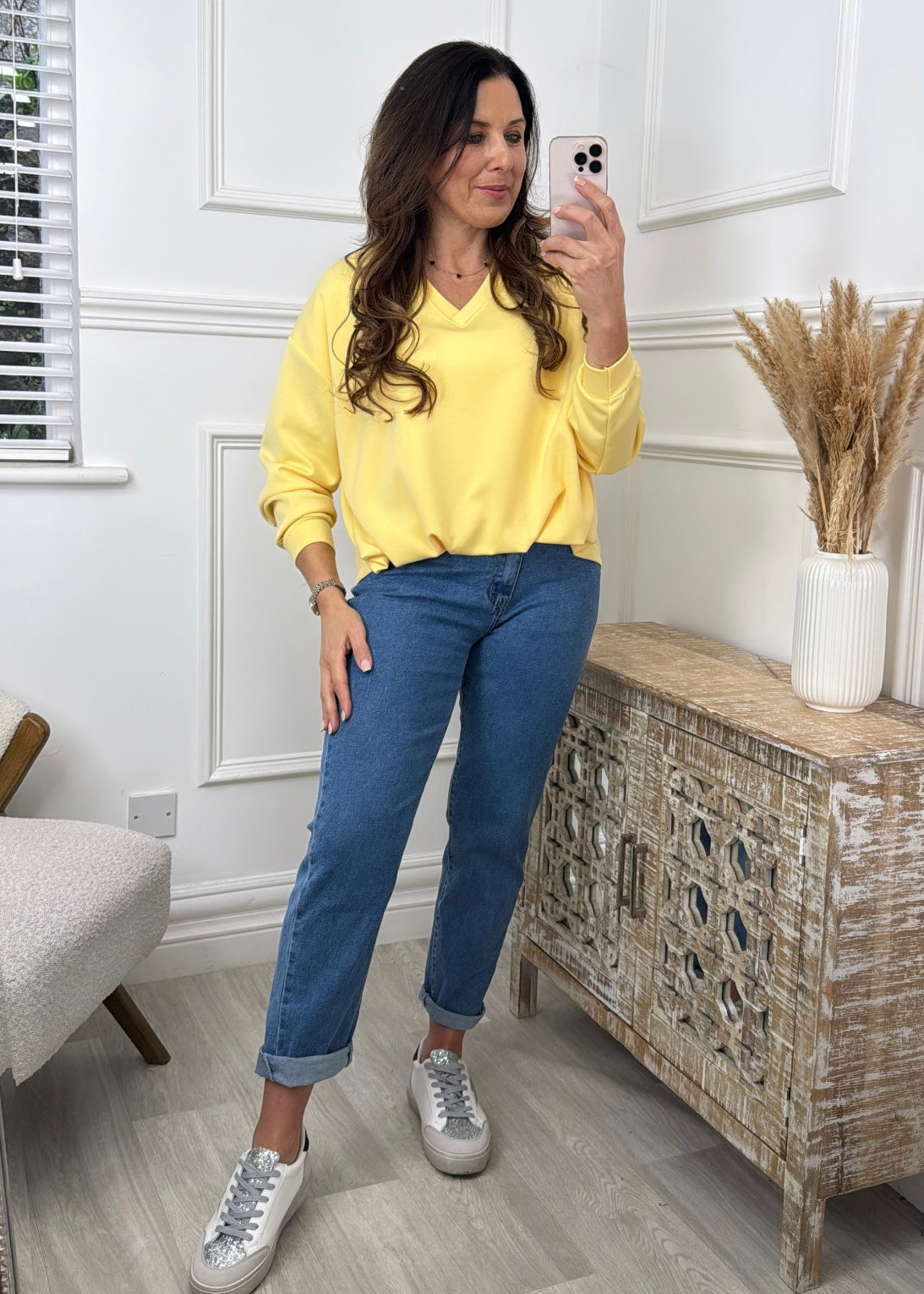 Iris Yellow V Neck Top