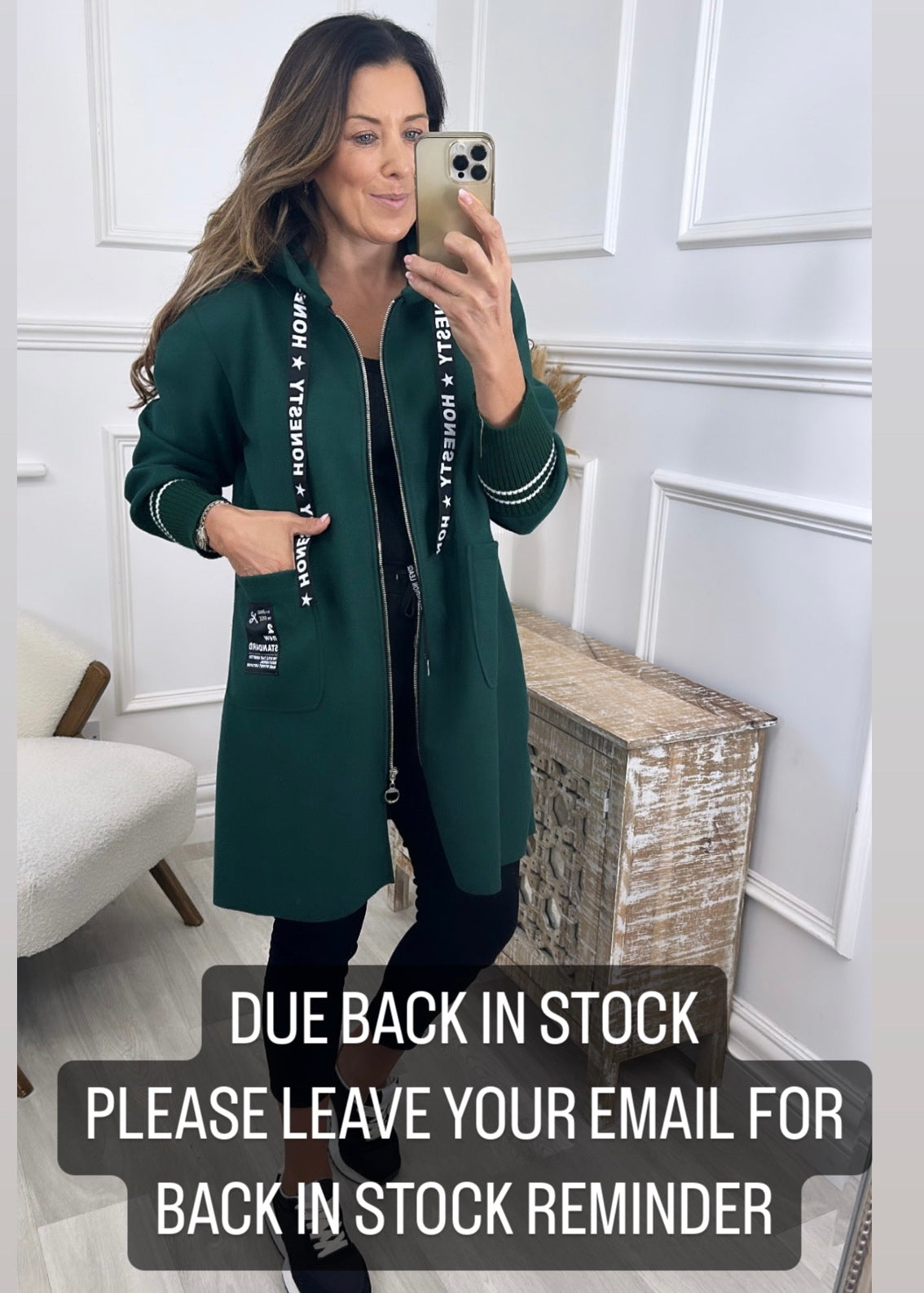 Enya Green Hooded Duster Jacket