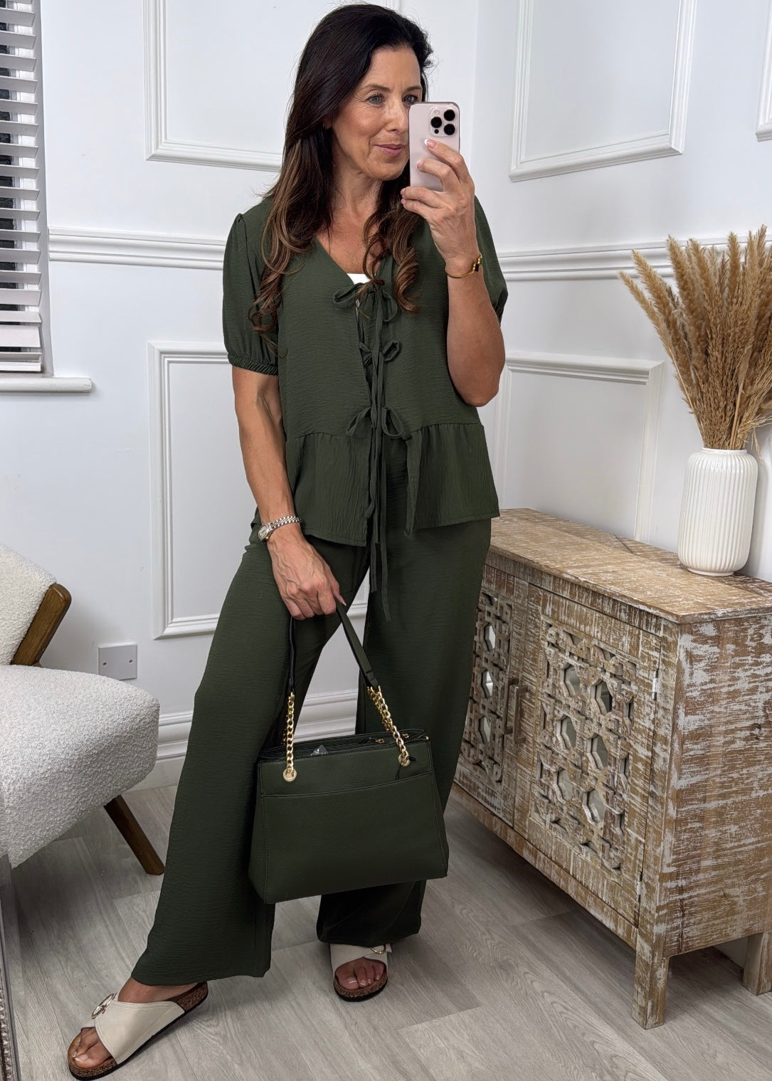 Briony Khaki Tie Detail Set